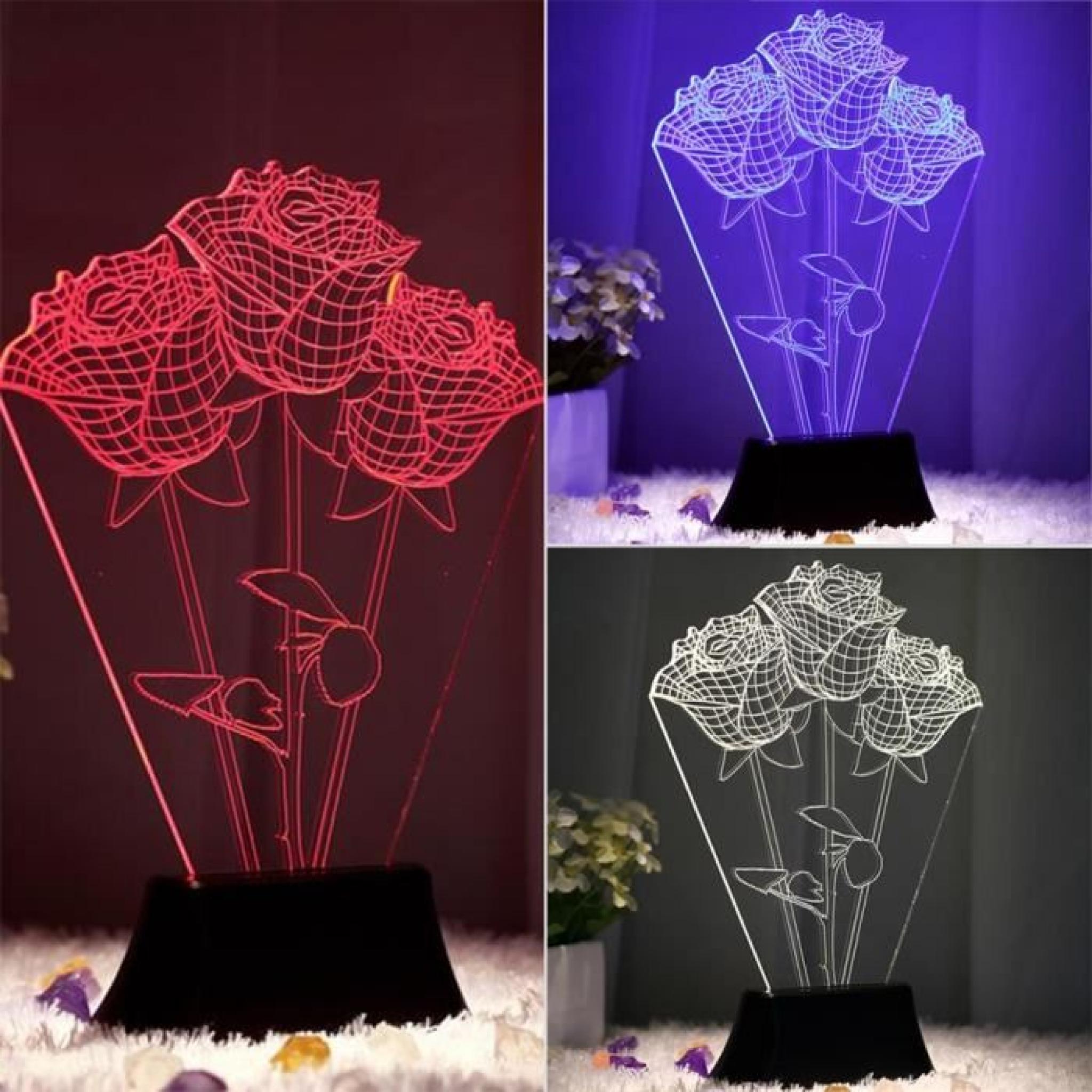 Incroyable 3D Led Nuit Lampe De Table - Rose  pas cher