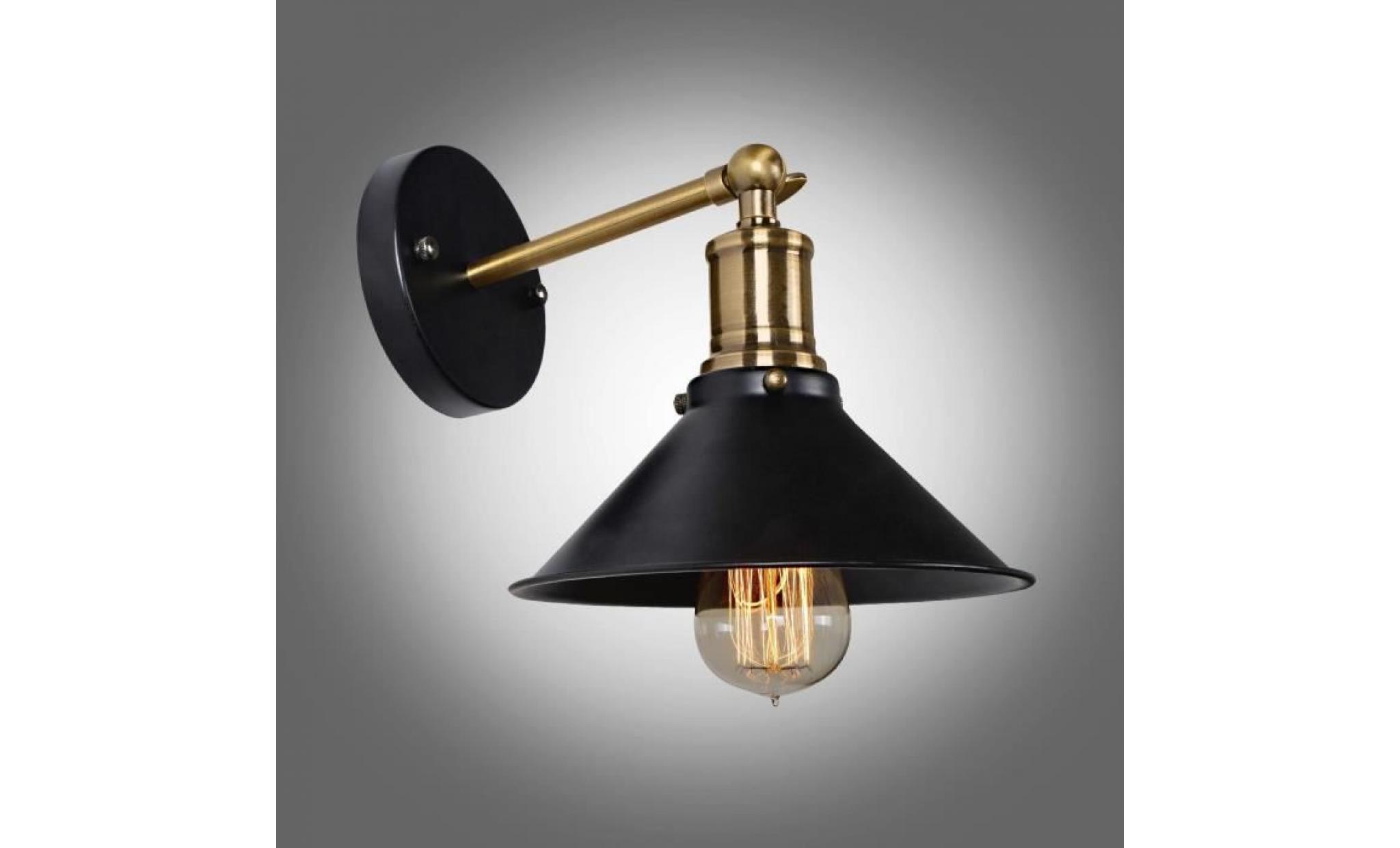 industriel noir métal parapluie vintage loft applique murale lampe rétro mur applique edison lampe e27 diamètre 21 cm