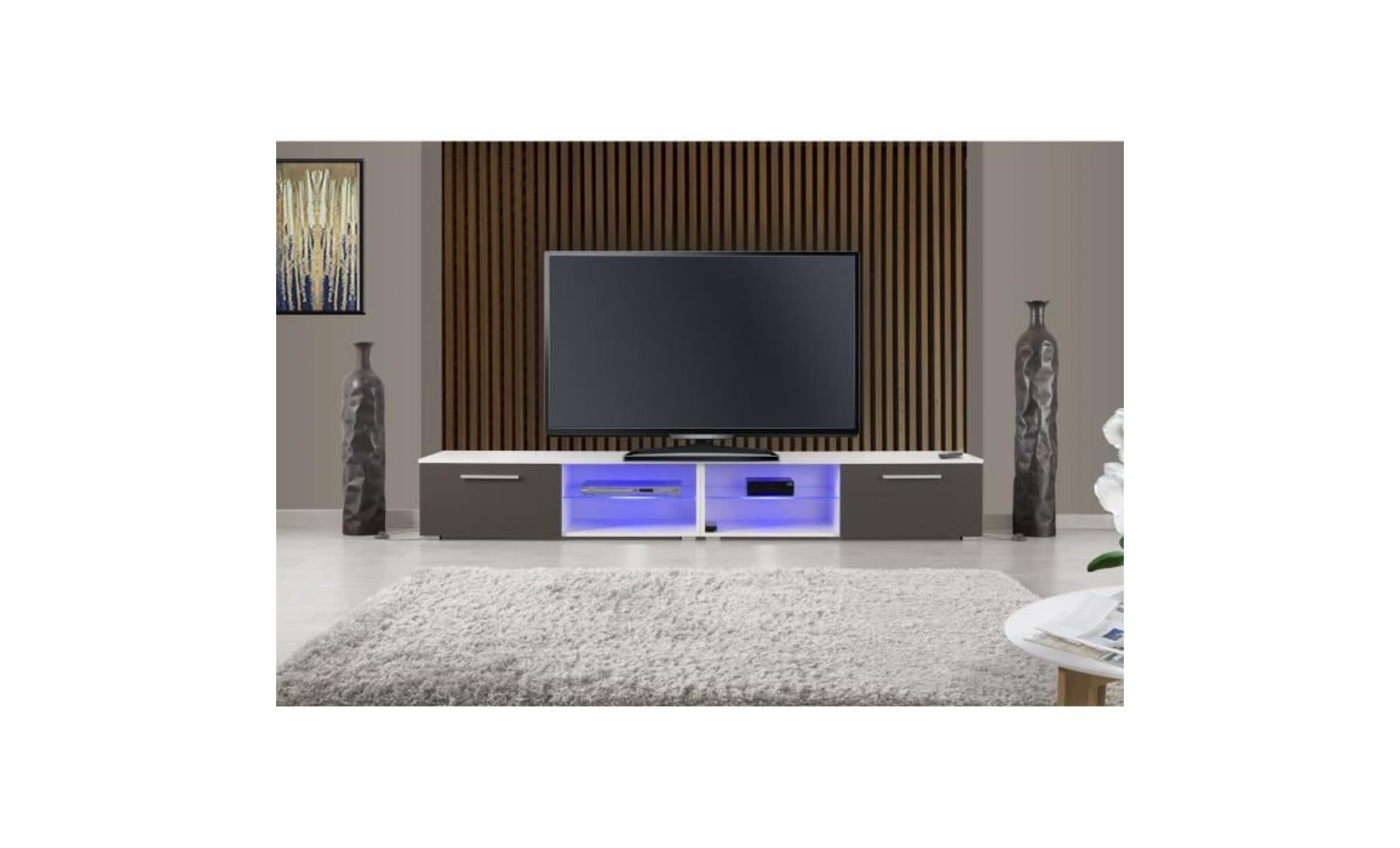 iowa meuble tv led blanc/gris
