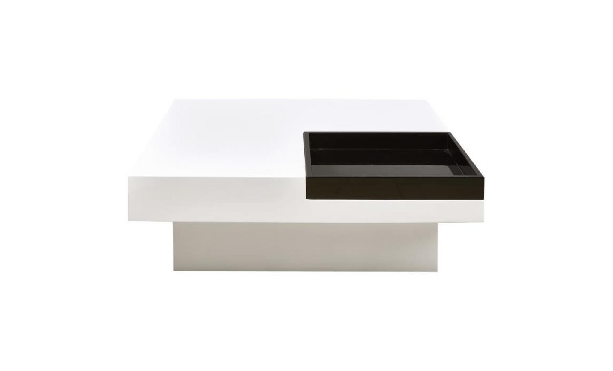 iriga table basse carrée style contemporain blanc et noir laqué   l 90 x l 90 cm pas cher
