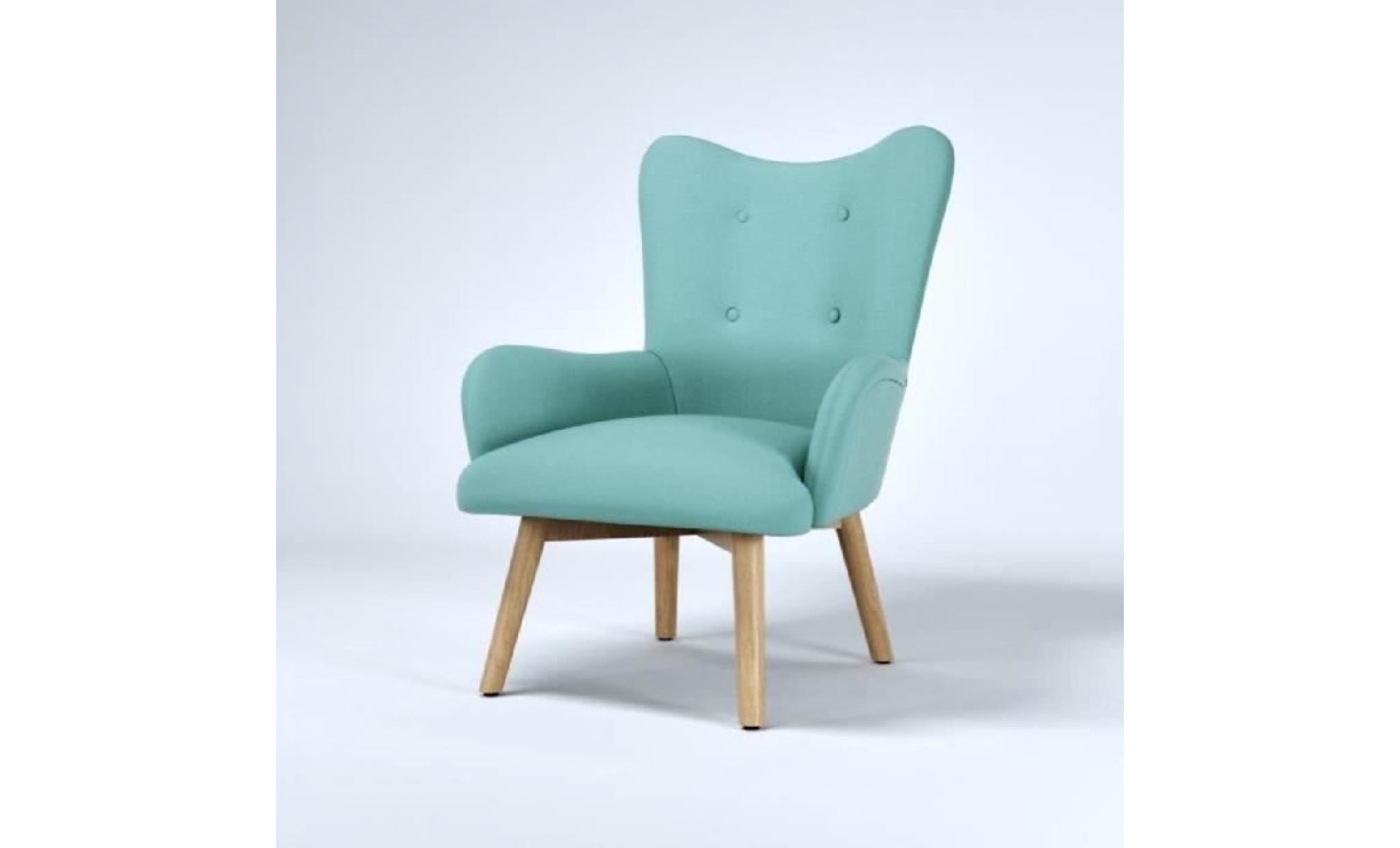 iris fauteuil scandinave en tissu effet lin bleu   scandinave   l 75 x p 45 cm pas cher