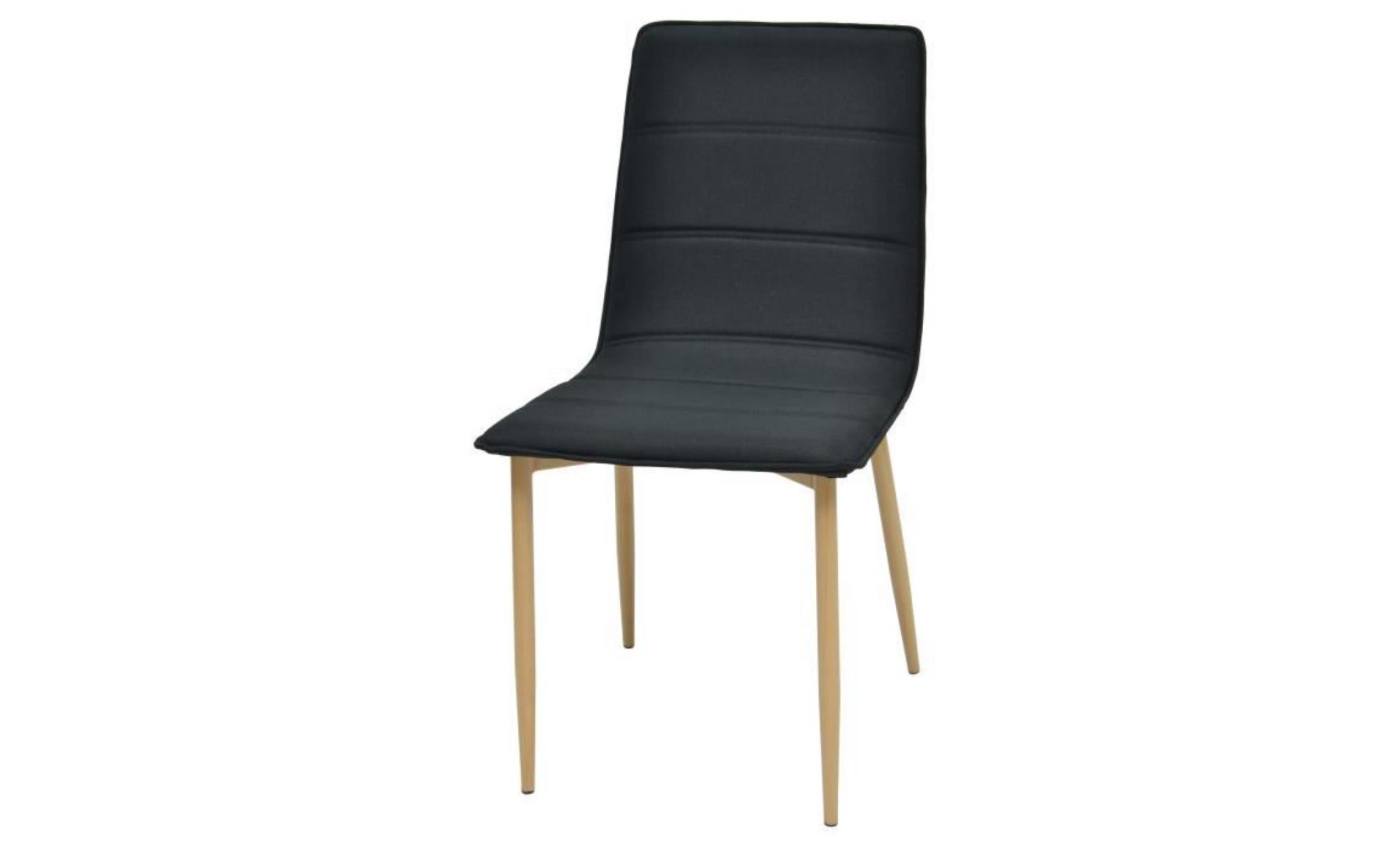 iris lot de 4 chaises de salle à manger en métal   tissu noir charbon   style scandinave   l 45 x p 58 cm