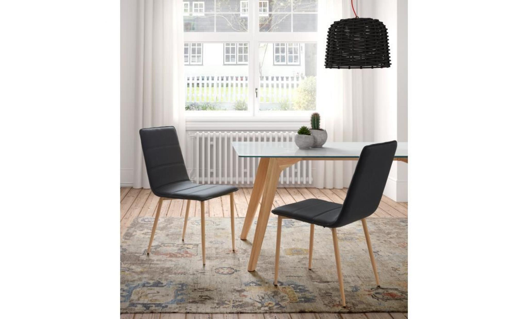 iris lot de 4 chaises de salle à manger en métal   tissu noir charbon   style scandinave   l 45 x p 58 cm pas cher