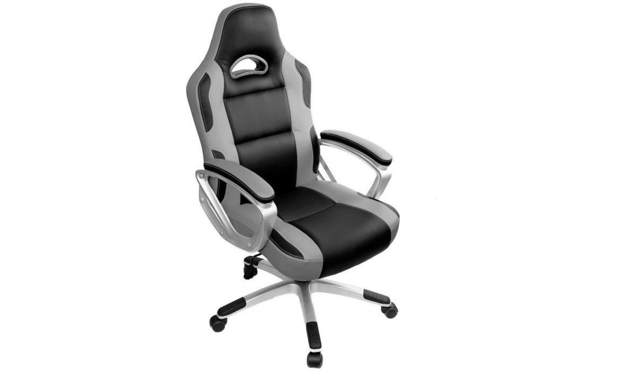 chaise gamer   racing chaise de bureau pu   gaming chaise   fauteuil de  bureau   hauteur réglable   gris / noir   intimate wm heat