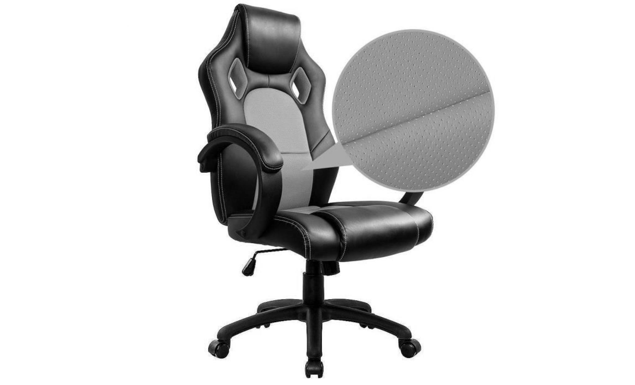 chaise de bureau gaming chaise   moderne confortable ergonomique en similicuir pu   hauteur réglable   gris   intimate wm heart pas cher
