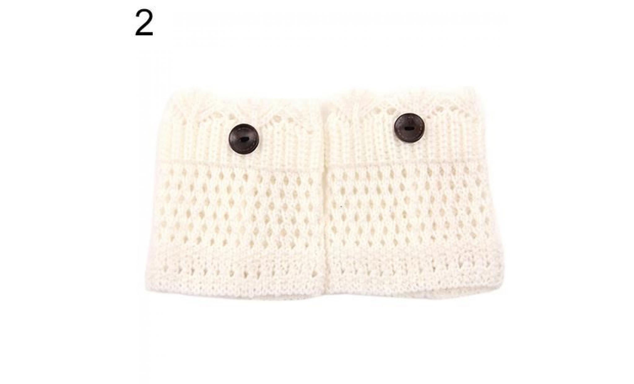 jambières d'hiver en laine acrylique au crochet en bottes de bonneterie creuse au crochet chaussettes manchettes blanches