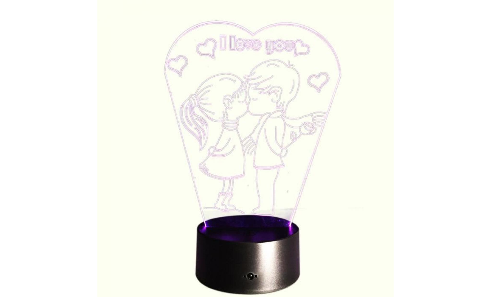 je vous aime 3d night light 7 changement de couleur usb table lampe de bureau à touche cadeau sut4671 pas cher