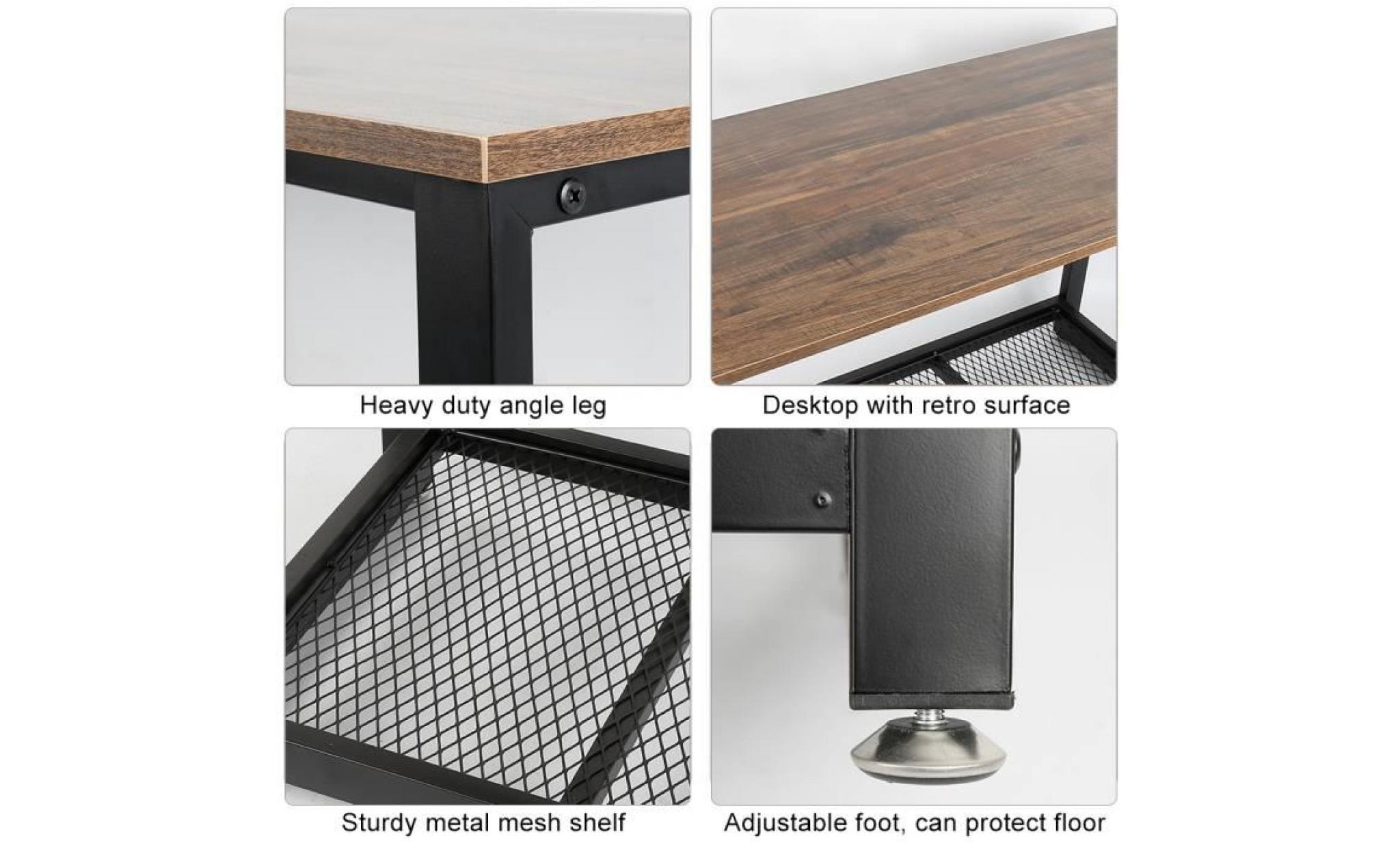 jeobest® table basse de salon armature en métal style industriel table rétro avec étagère de rangement pas cher