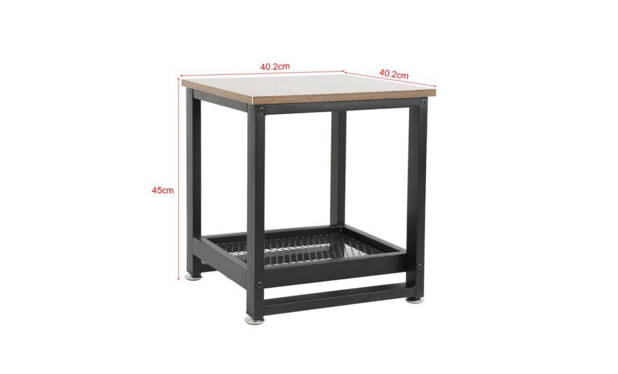 jeobest® tables de chevet lot de 2 style industriel avec rangement armature en métal table rétro pas cher