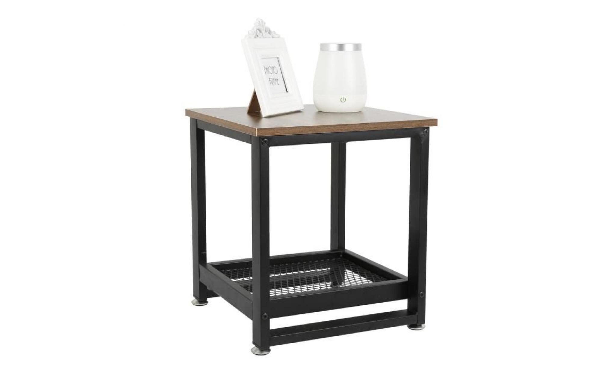 jeobest® tables de chevet lot de 2 style industriel avec rangement armature en métal table rétro pas cher