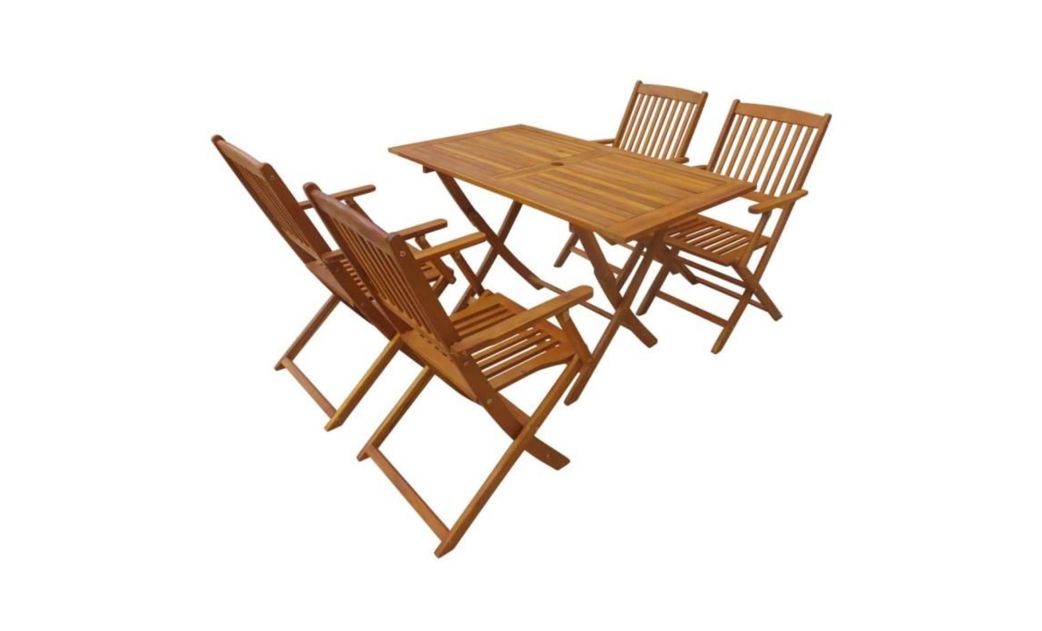 jeu de salle à manger d'extérieur pliable 5 pcs bois d'acacia ensemble de table et chaises