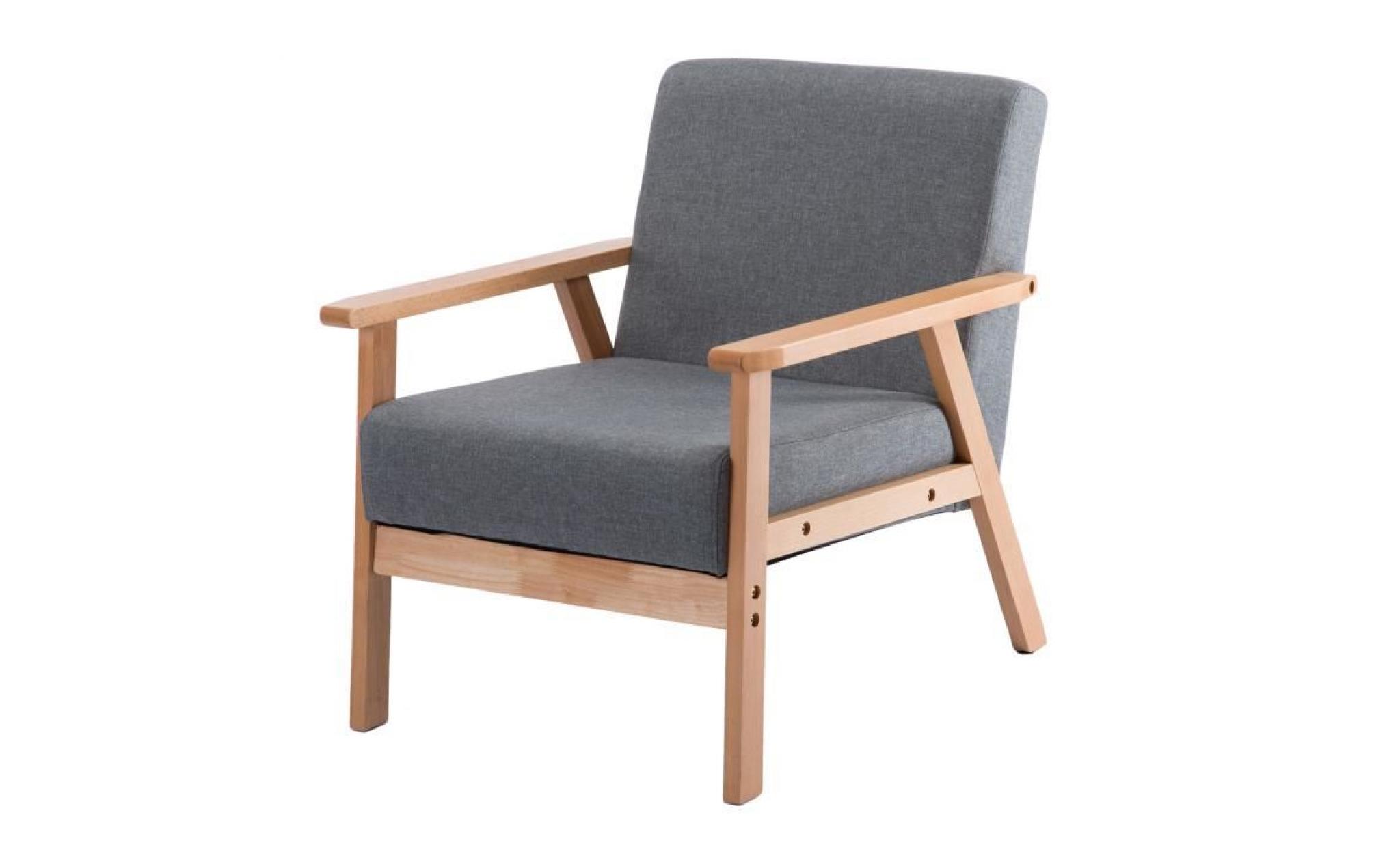 jkk fauteuil de salon chaise longue en tissu coton gris foncé（petit canapé chaise) scandinave