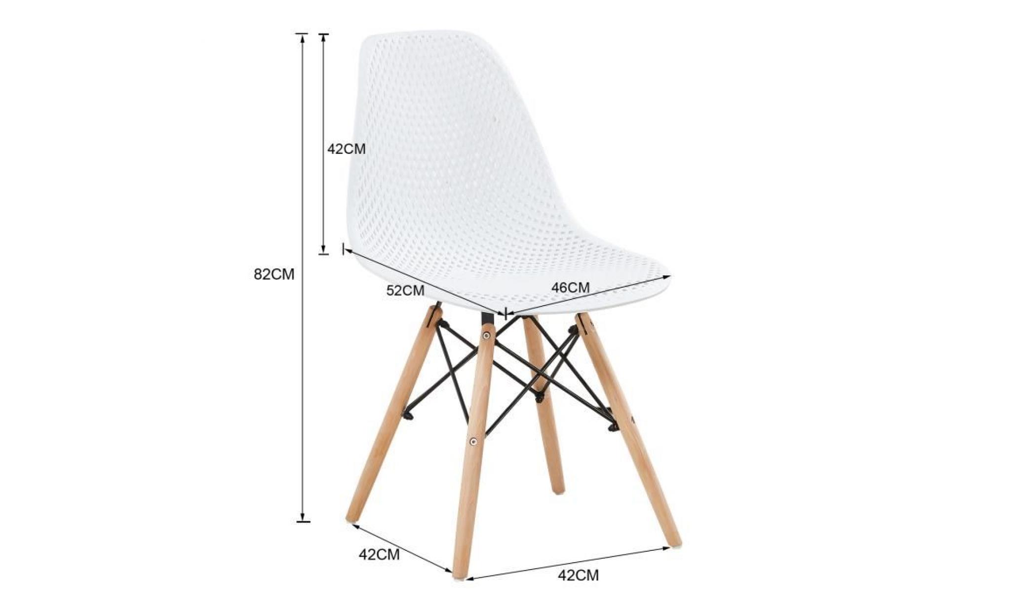 jkk lot de 4 chaise chaise creuse de salle à manger en polycarbonate  chaise de jardin  scandinave blanc pas cher