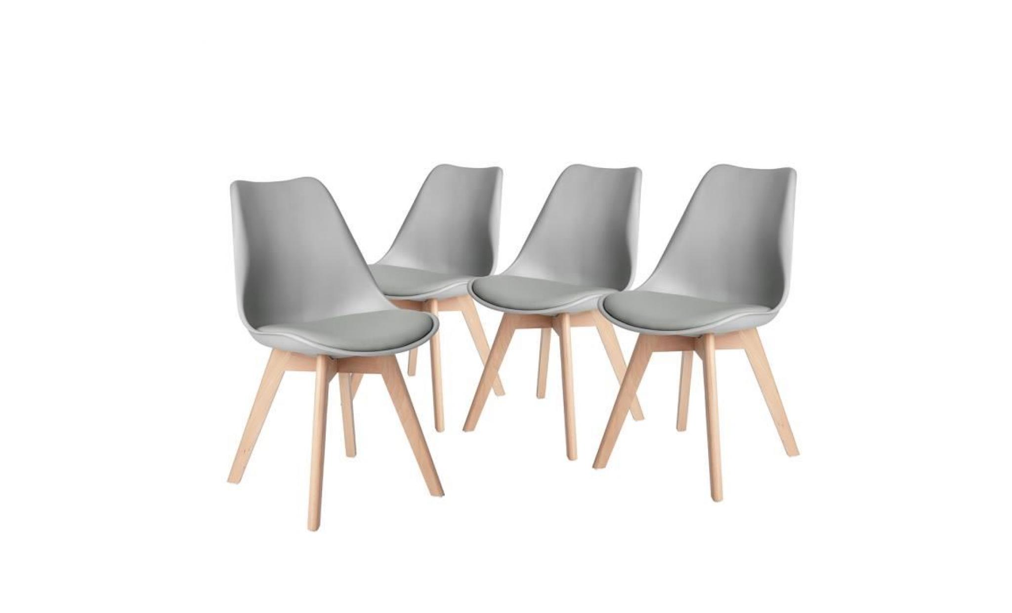jkk lot de 4 chaises de salle à manger design contemporain scandinave gris clair
