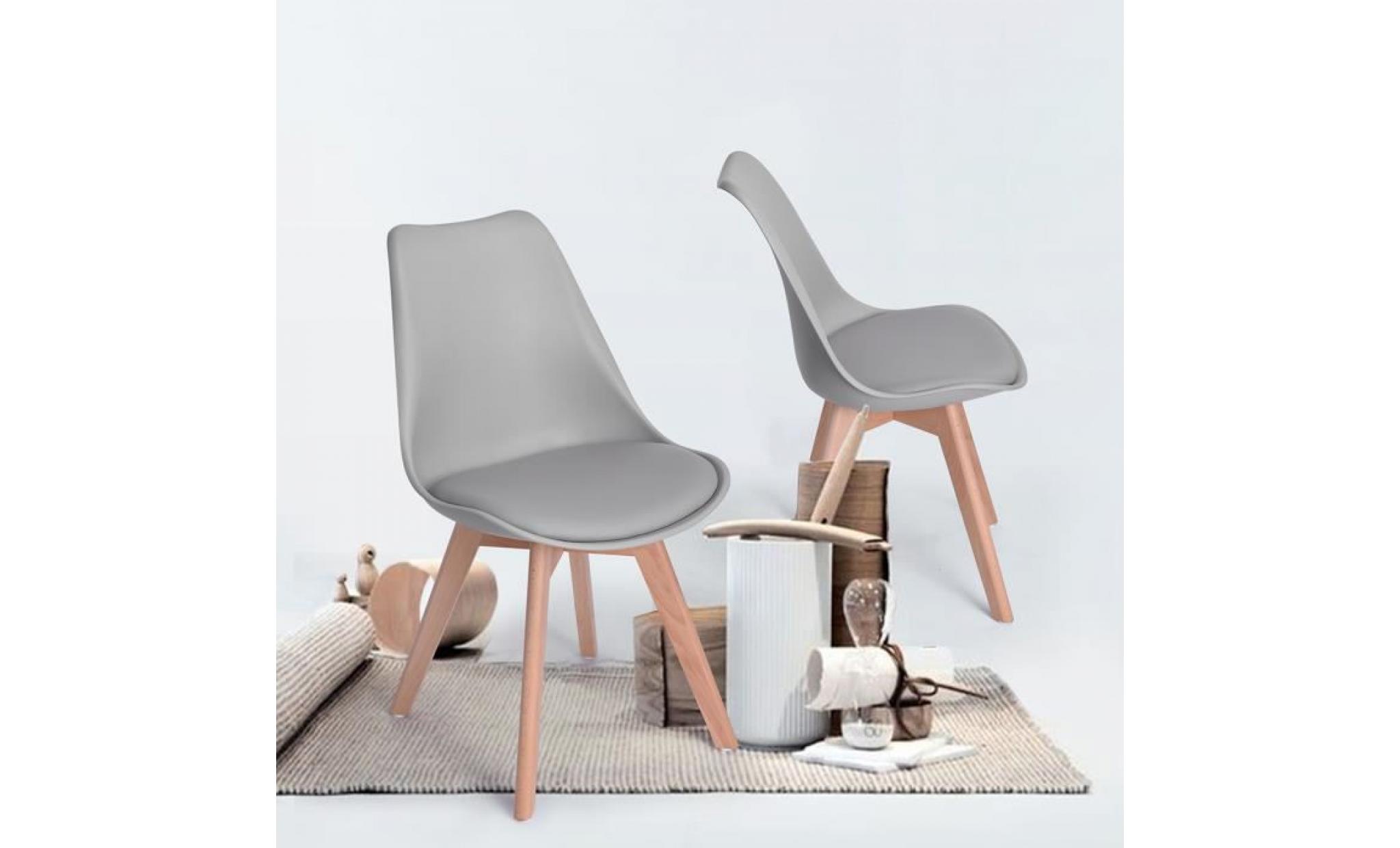 jkk lot de 4 chaises de salle à manger design contemporain scandinave gris clair pas cher