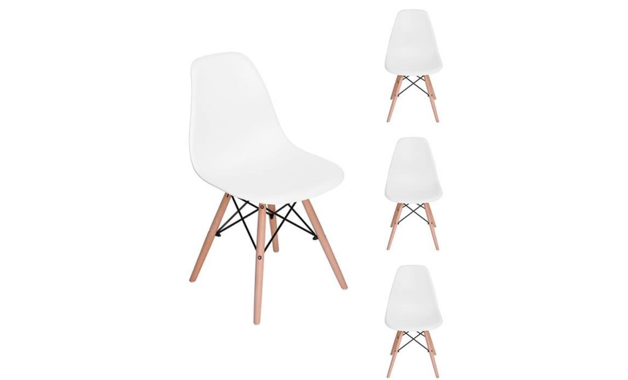 jkk lot de 4 chaises design scandinave chaise de salle à manger  blanches 41 x 46 x 82 cm