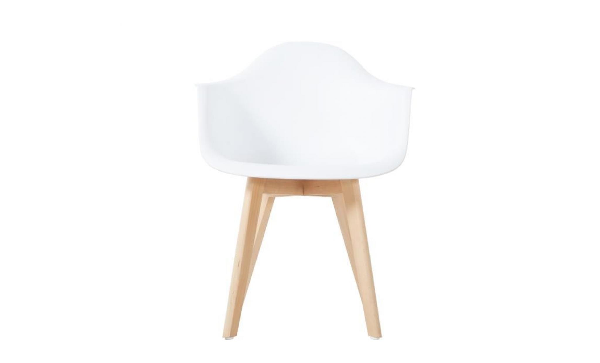 jkk lot de 6 fauteuil chaise de salle à manger avec accoudoirs scandinave pieds en bois de hêtre massif blanc pas cher