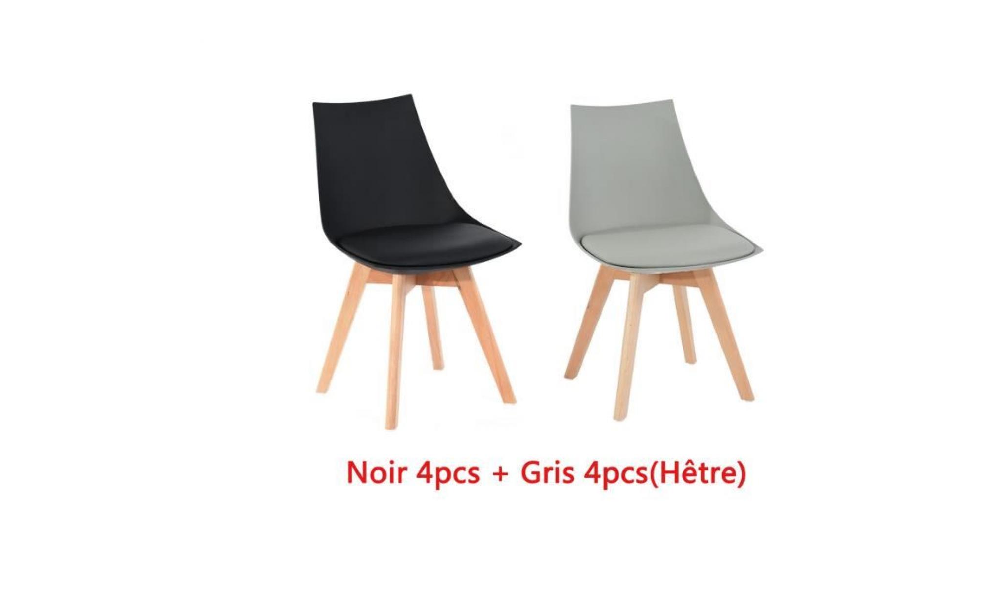 jkk lot de 8 chaises de salle à manger ensemble contemporain nordique scandinave gris +noir 50x48x82 cm
