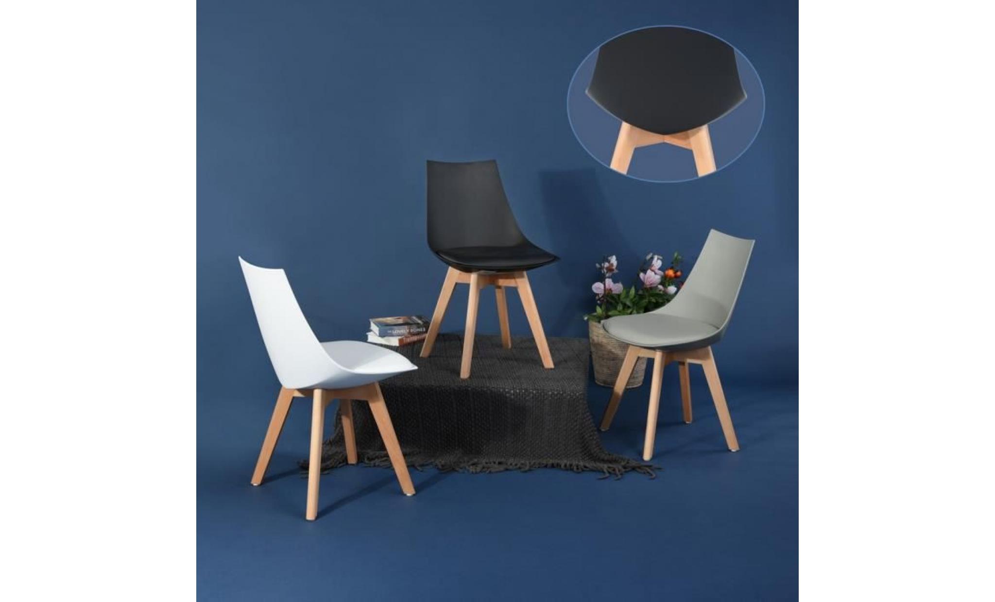 jkk lot de 8 chaises de salle à manger ensemble contemporain nordique scandinave gris +noir 50x48x82 cm pas cher