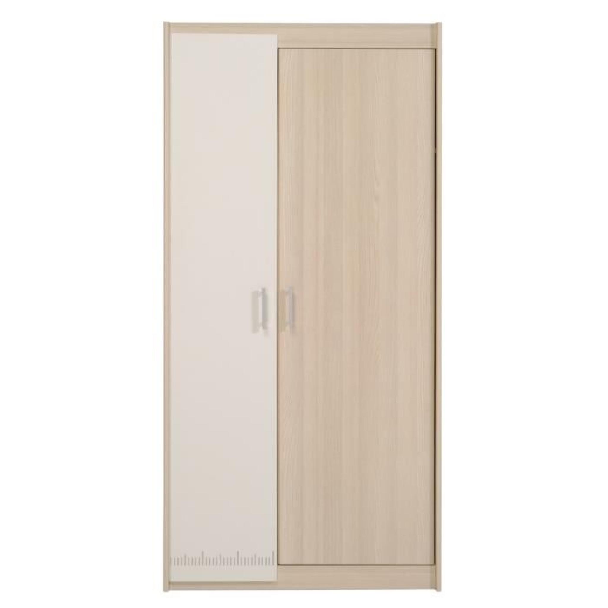 JOHN Armoire 85cm - 2 portes - Blanc et décor modern ash pas cher
