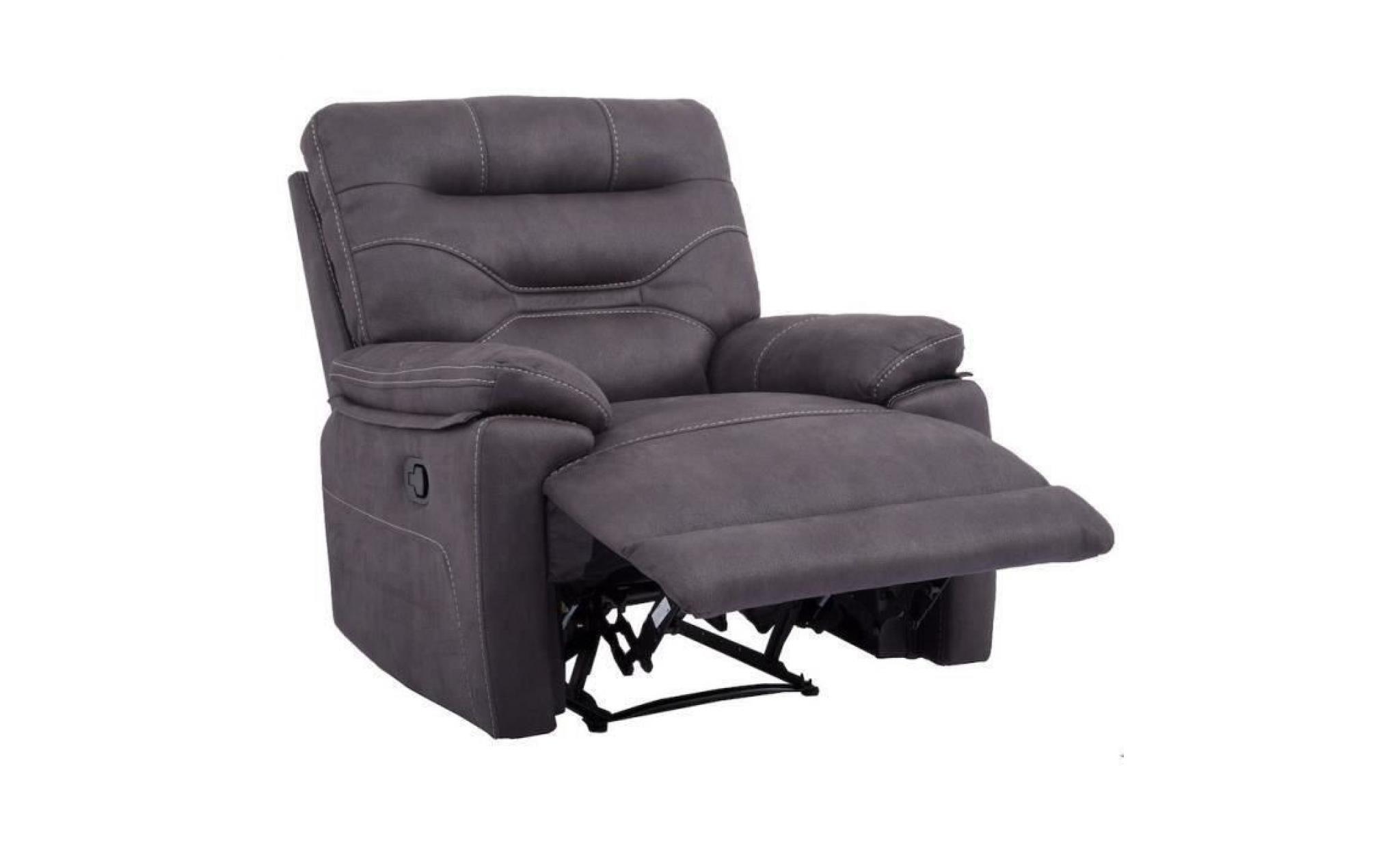 joshua fauteuil de relaxation   tissu gris   contemporain   l 89 x p 95 cm pas cher