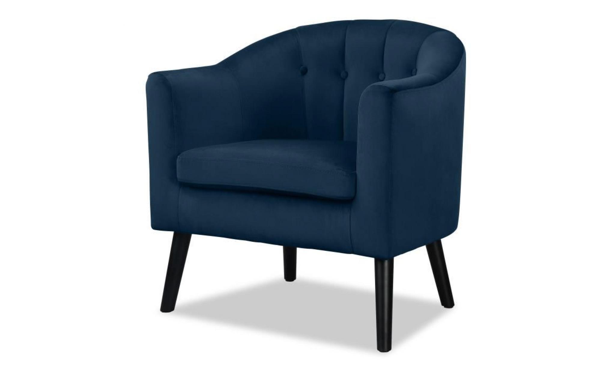 joyce fauteuil   velours bleu   classique   l 70 x p 64 cm
