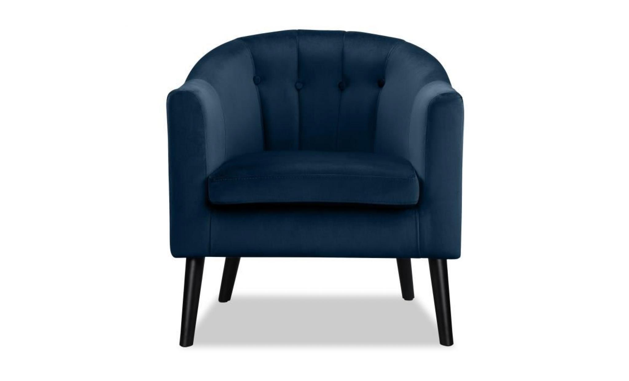 joyce fauteuil   velours bleu   classique   l 70 x p 64 cm pas cher