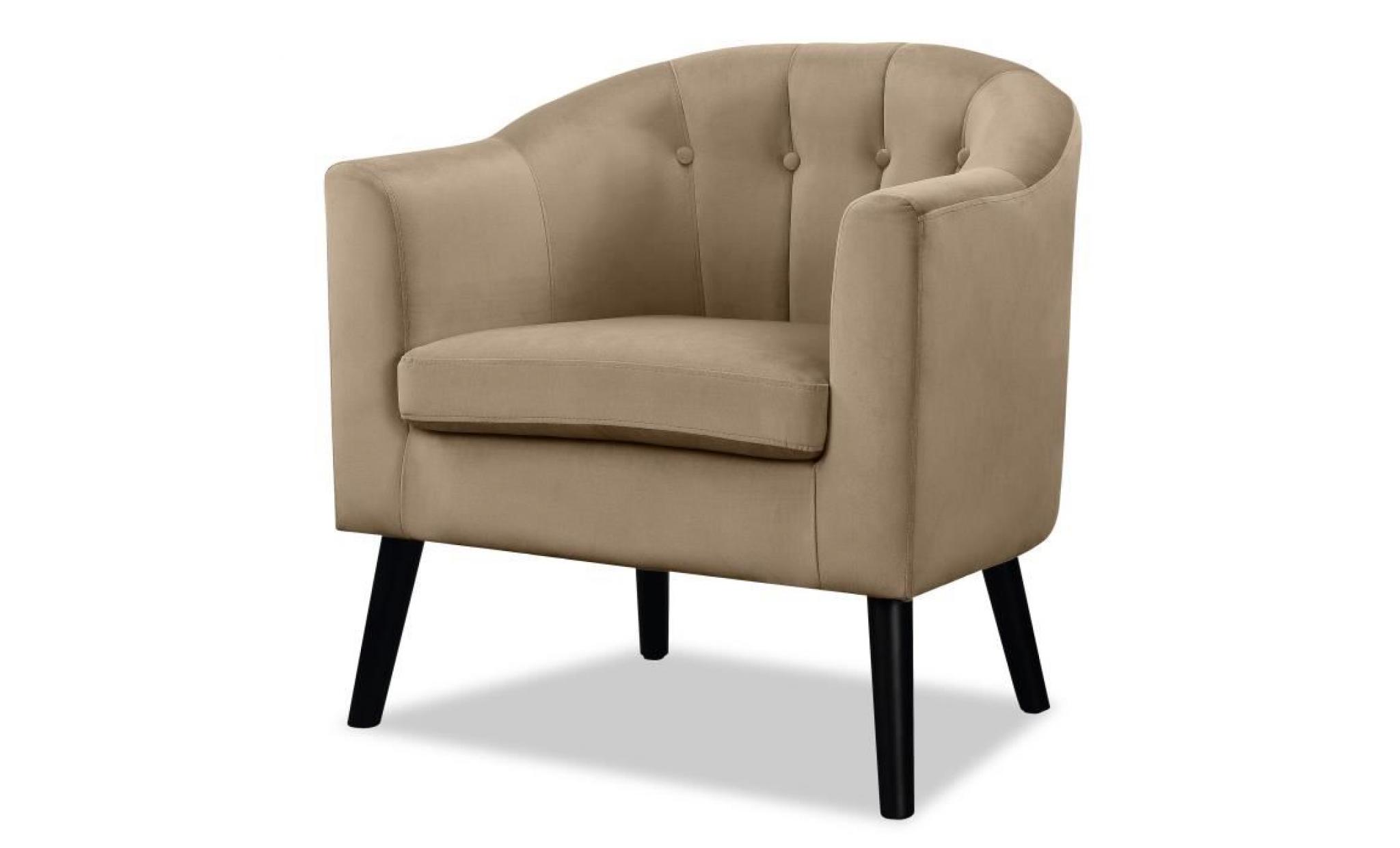 joyce fauteuil   velours gris taupe   classique   l 70 x p 64 cm