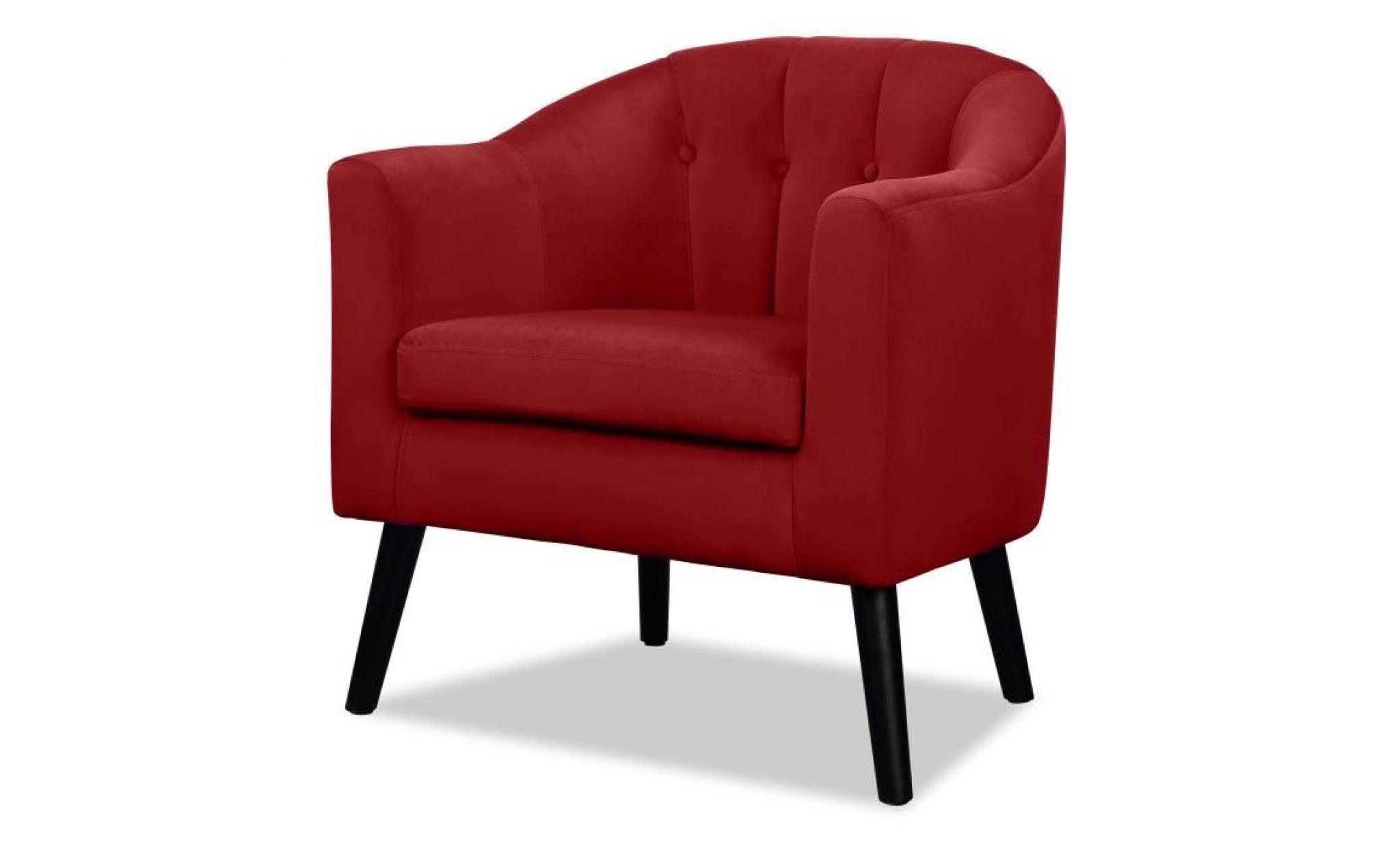 joyce fauteuil   velours rouge   classique   l 70 x p 64 cm