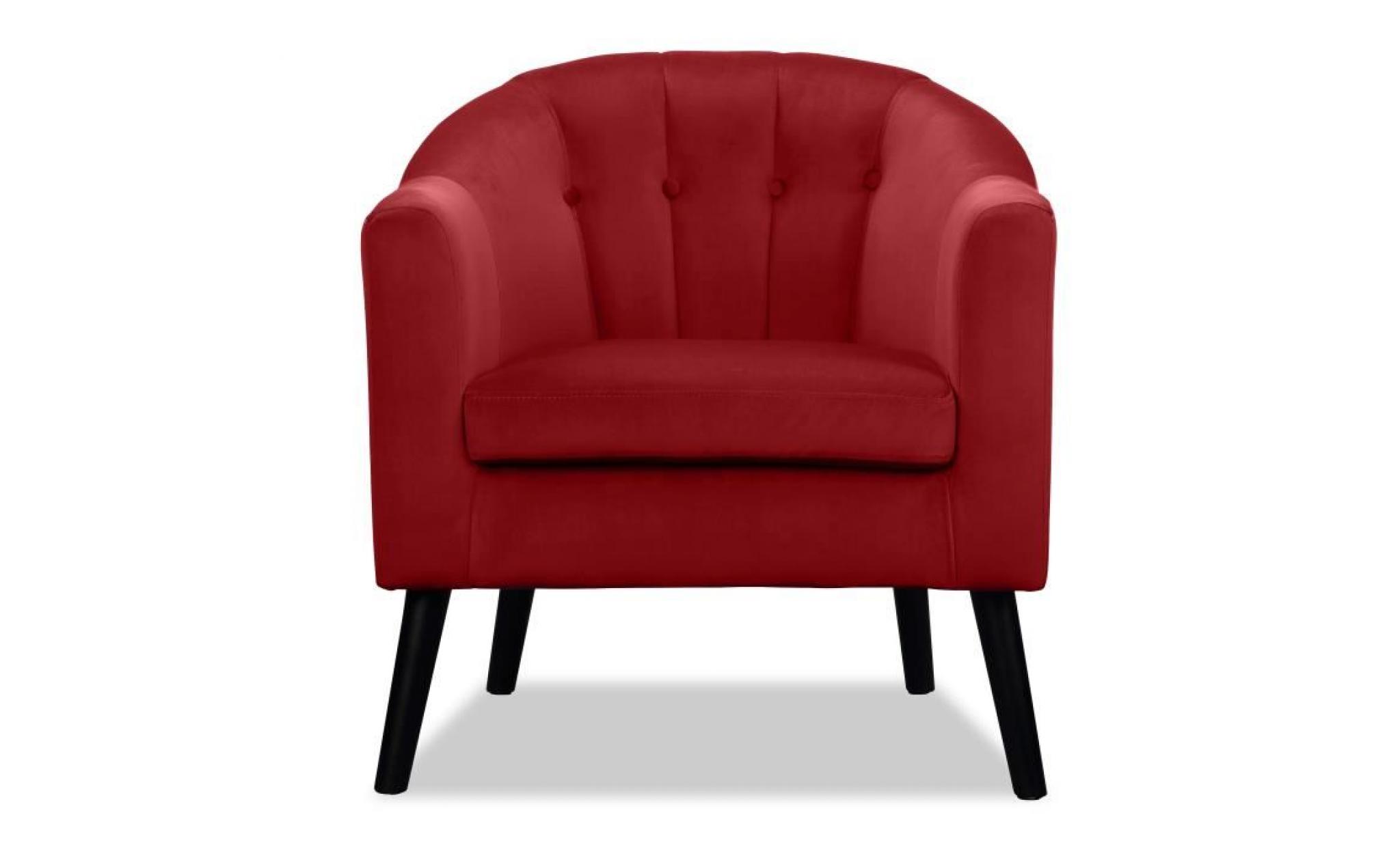 joyce fauteuil   velours rouge   classique   l 70 x p 64 cm pas cher
