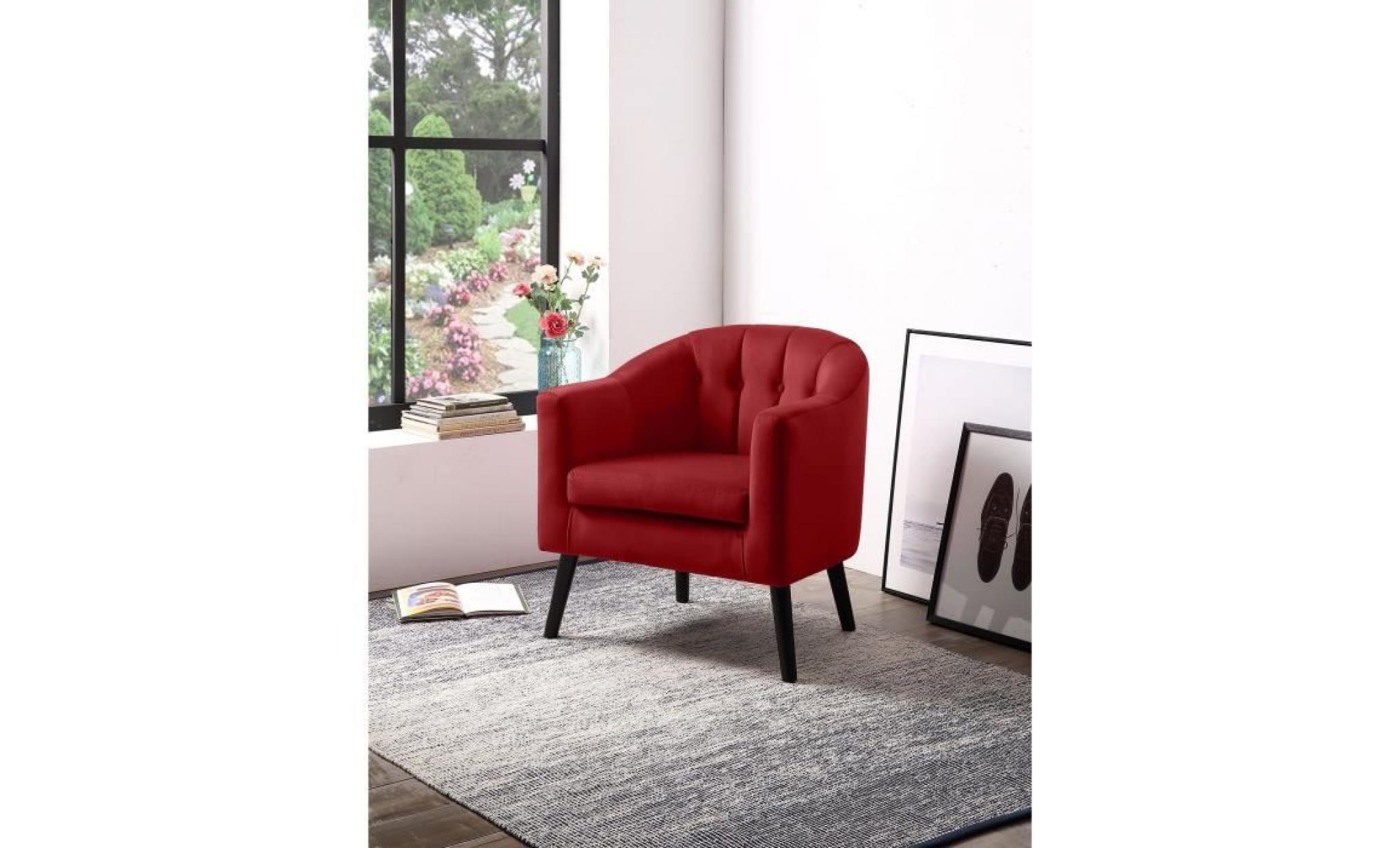 joyce fauteuil   velours rouge   classique   l 70 x p 64 cm pas cher