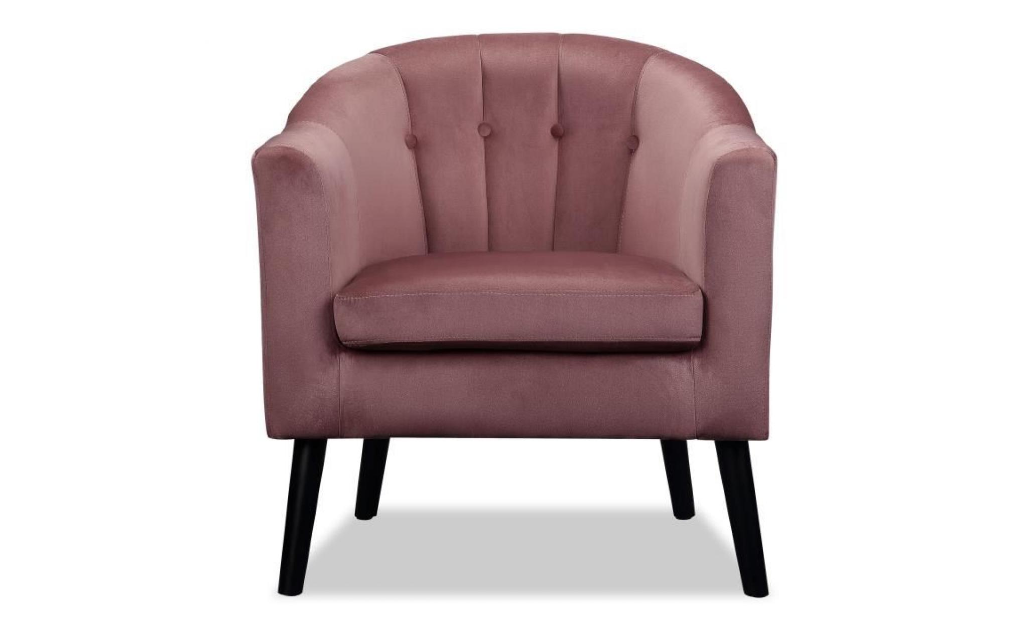 joyce fauteuil   velours vieux rose   classique   l 70 x p 64 cm pas cher
