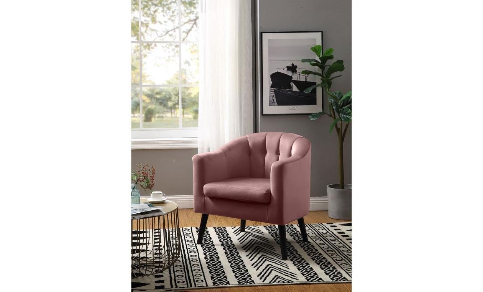 joyce fauteuil   velours vieux rose   classique   l 70 x p 64 cm pas cher