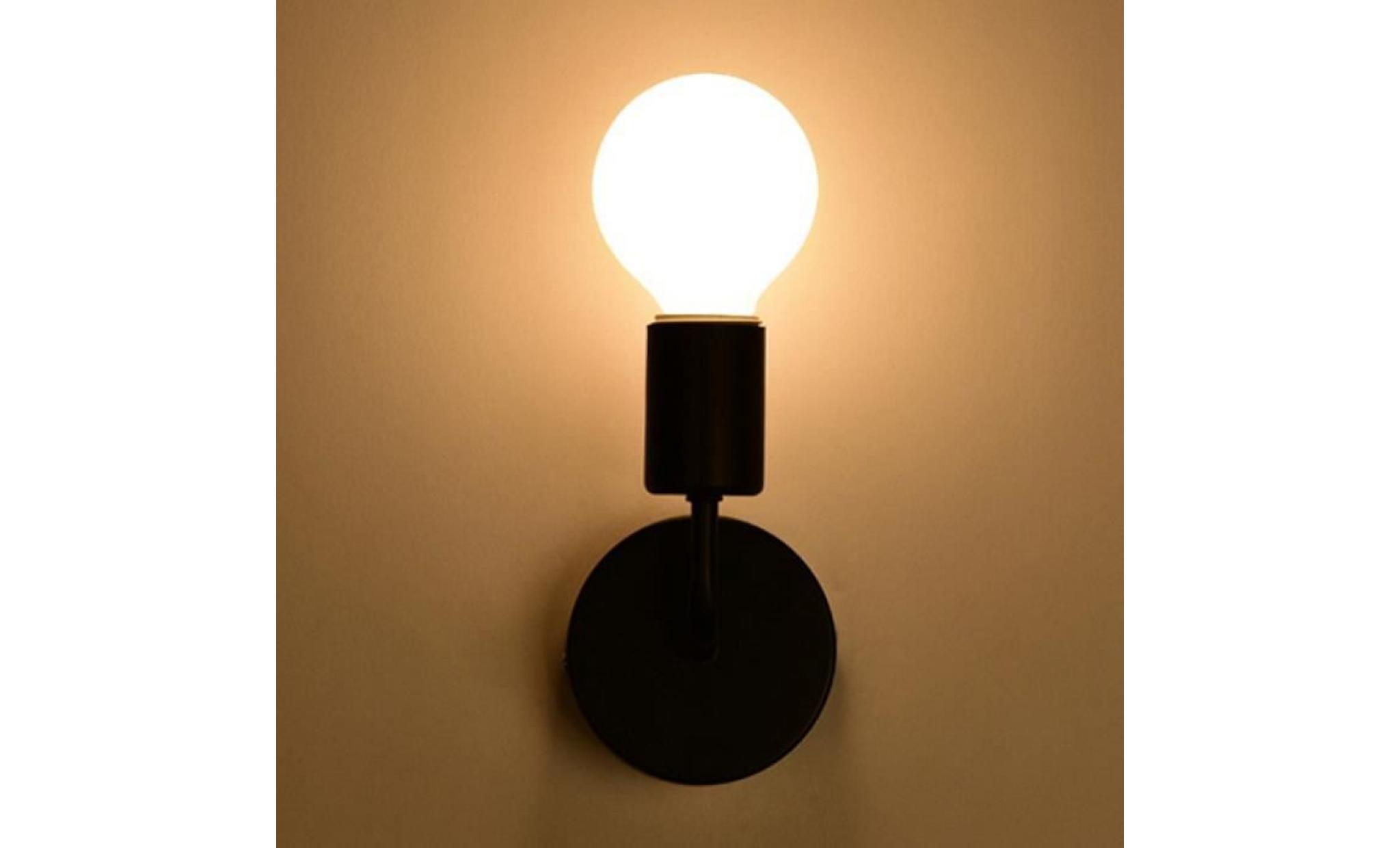 juce® applique murale lampe murale e27 led en fer bois pour chambre bar hôtel (ampoule incluse)   noir pas cher