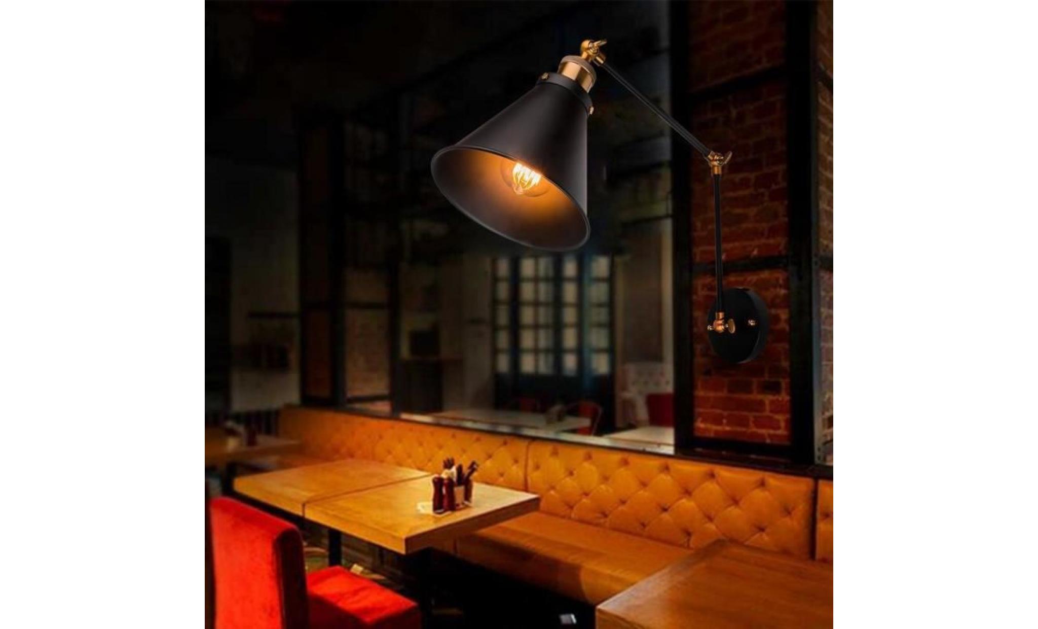 juce® rétro industrial applique murale réglable en métal lampe eclairage edison e27 pour café cuisine salle (ampoule non incluse ) pas cher