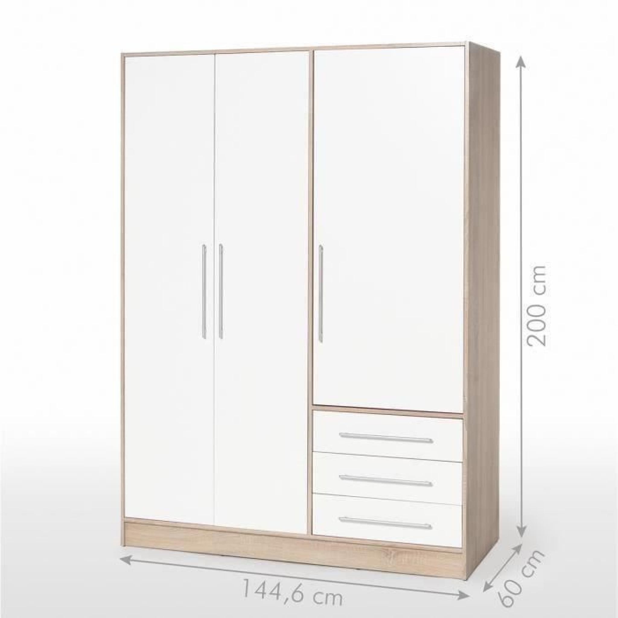 JUPITER armoire 145 cm chêne/blanc