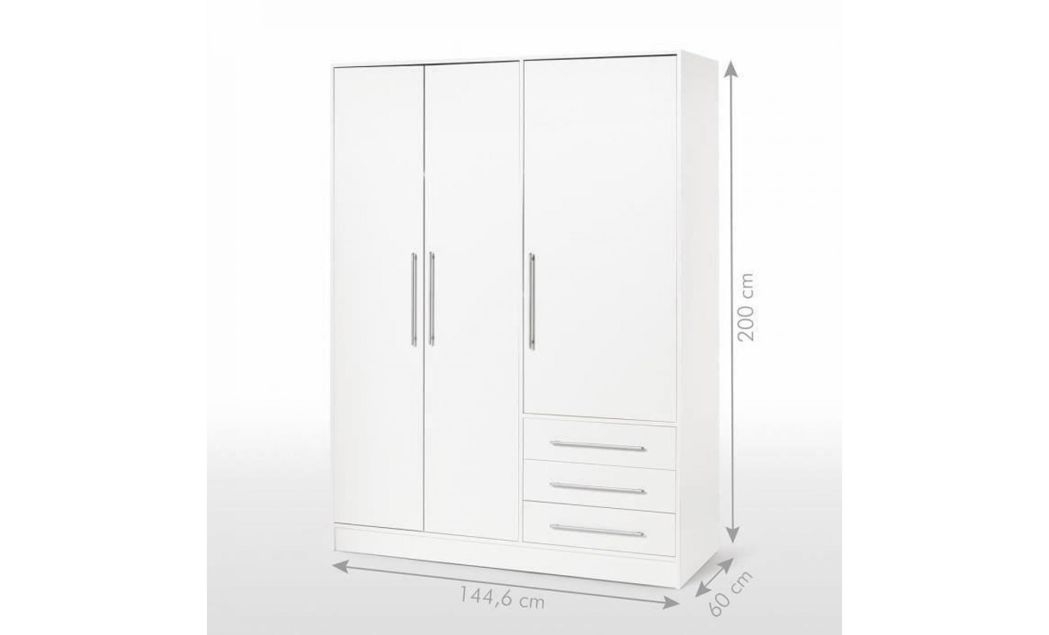 jupiter armoire de chambre style contemporain en bois aggloméré blanc et chêne   l 206,5 cm