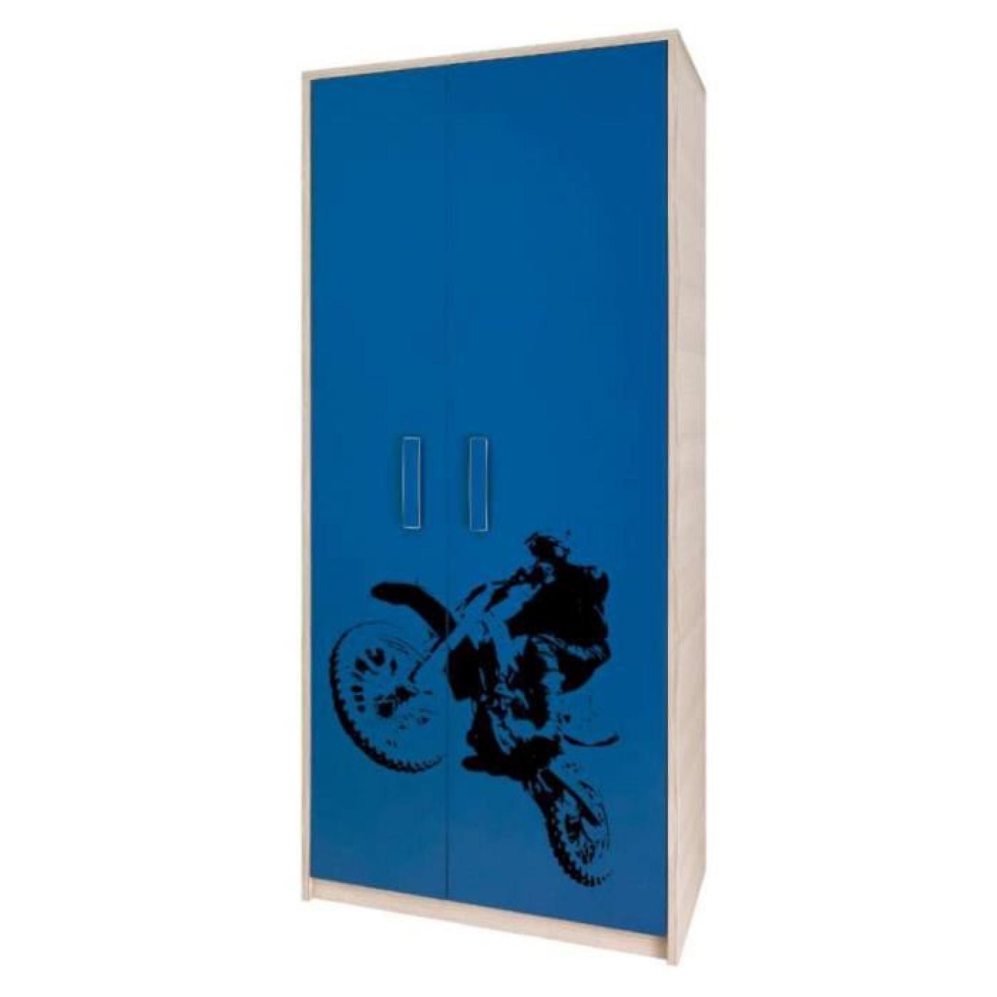JUSThome Bregi BR IID Armoire Bleu Motif II 203 x 90 x 54 cm