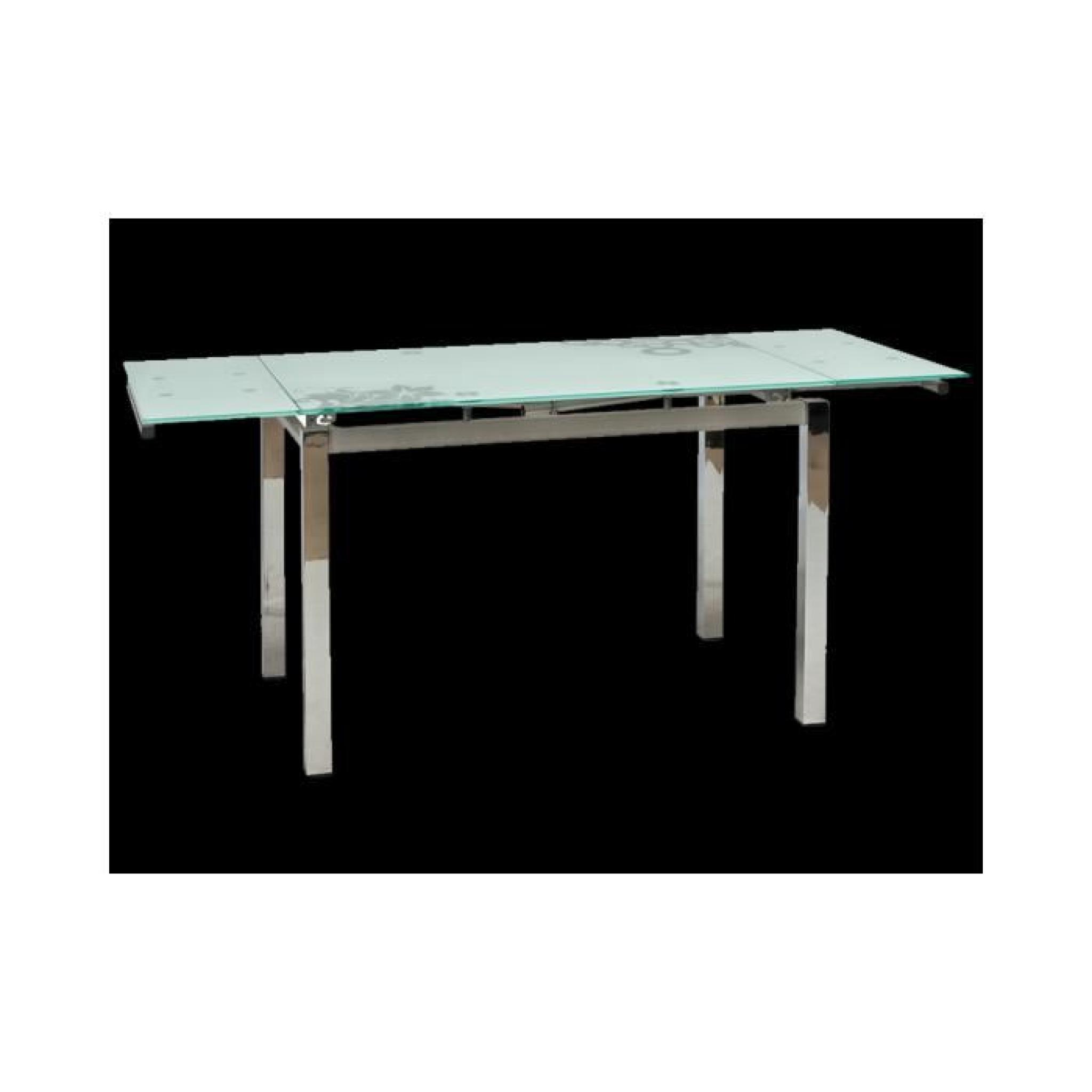 JUSThome GD-017 Table à rallonge Couleur : Blanc / Transparent (H x l x L) : 75 x 74 x 110-170 cm