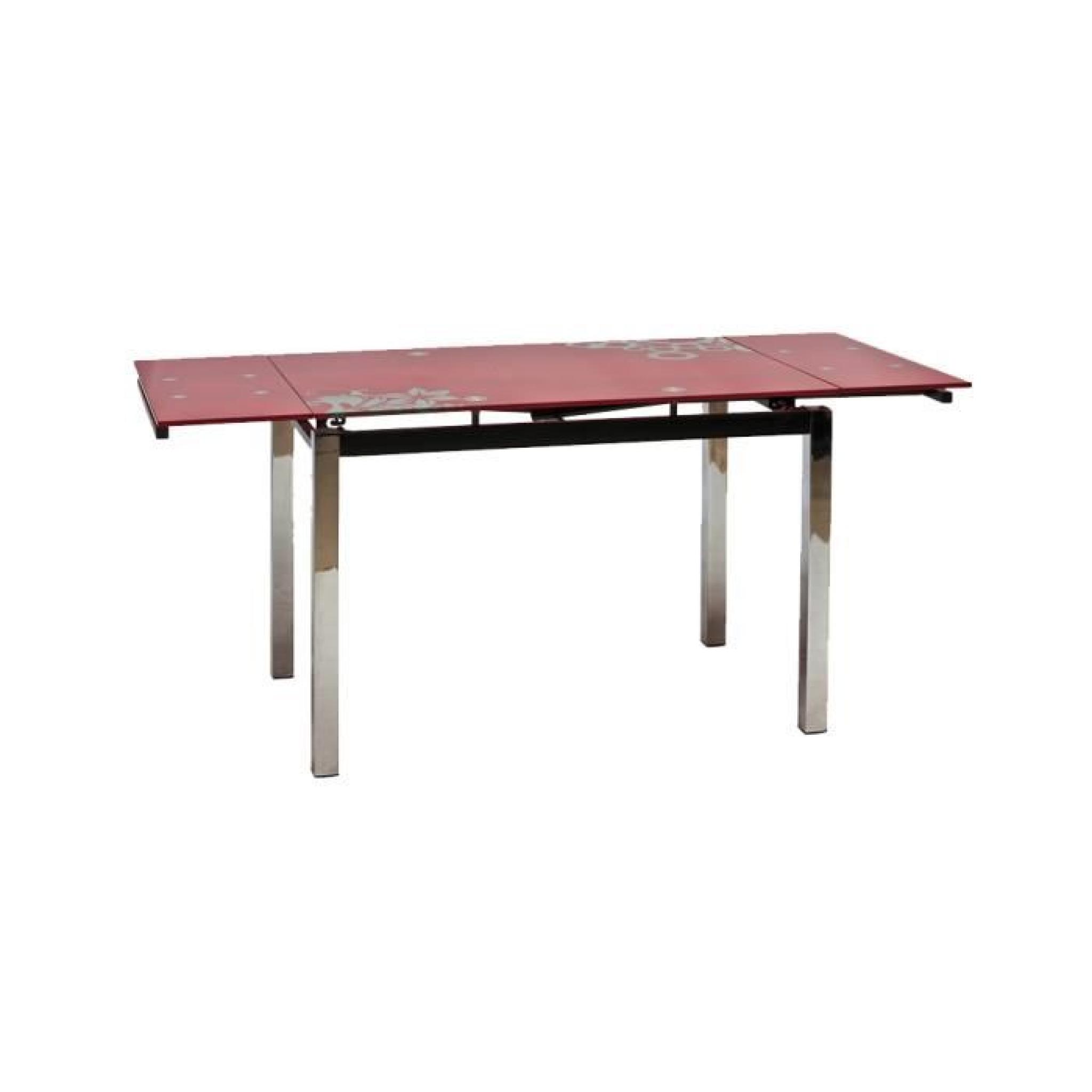JUSThome GD-017 Table à rallonge Couleur : Rouge (H x l x L) : 75 x 74 x 110-170 cm