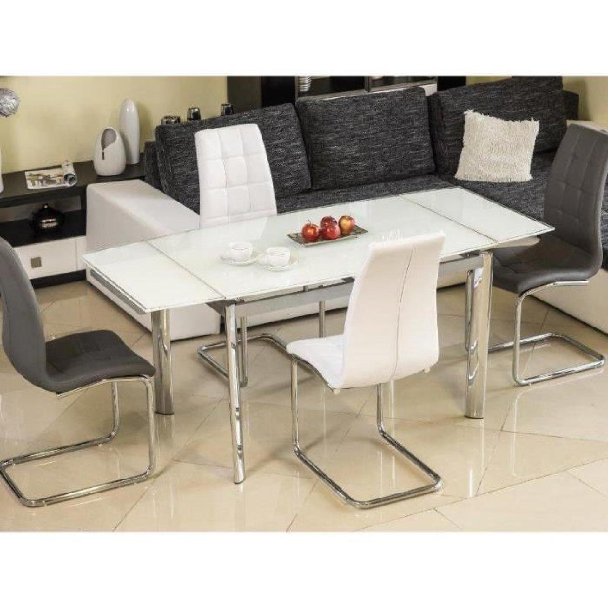 JUSThome GD-020 Table à rallonge Chromé / Blanc 76 x 80 x 120-180