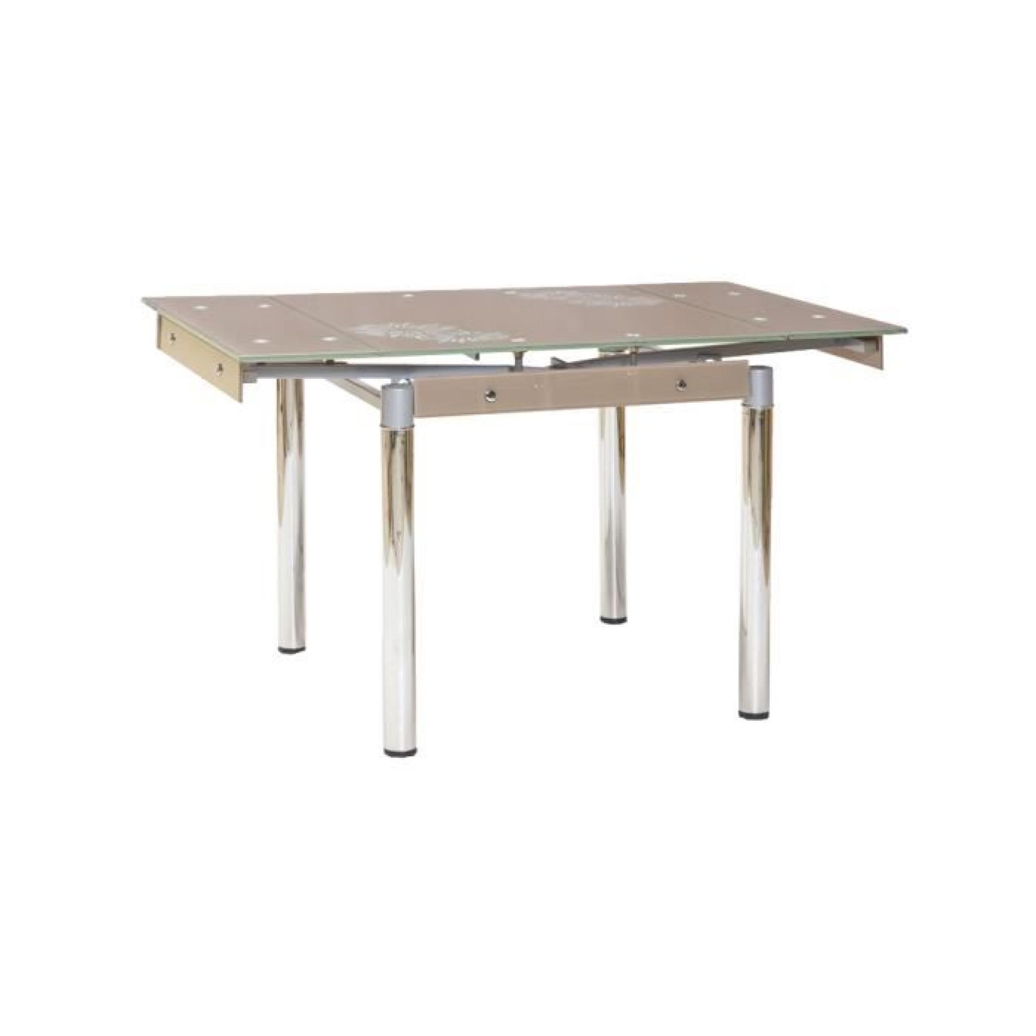 JUSThome GD-082 Table à rallonge Couleur : Beige foncé (H x l x L) : 75 x 80 x 80-131 cm