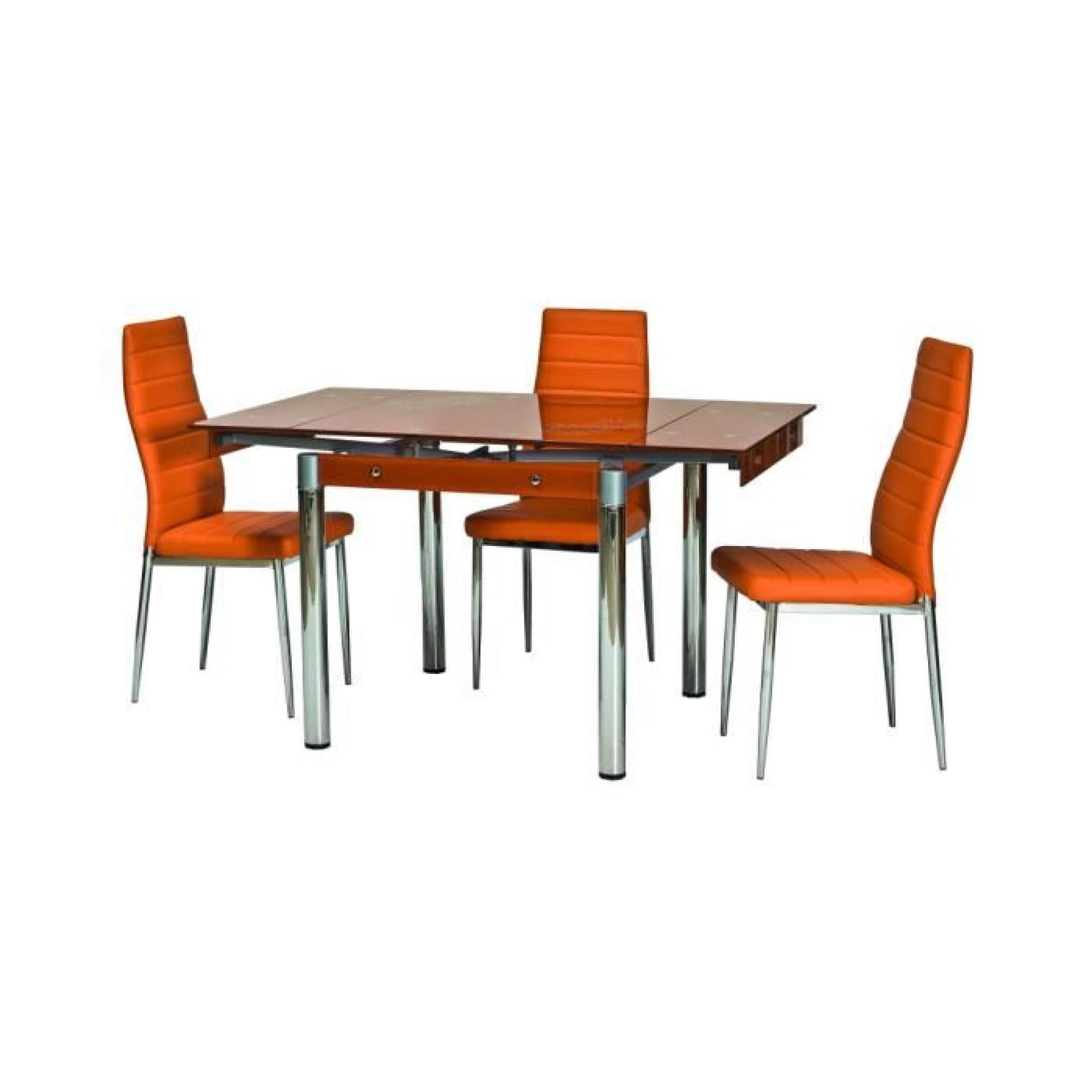 JUSThome GD-082 Table à rallonge Couleur : Orange (H x l x L) : 75 x 80 x 80-131 cm