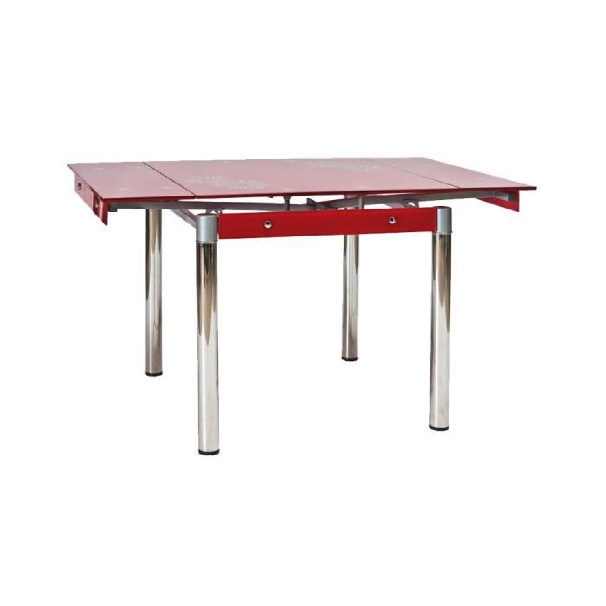 JUSThome GD-082 Table à rallonge Couleur : Rouge (H x l x L) : 75 x 80 x 80-131 cm