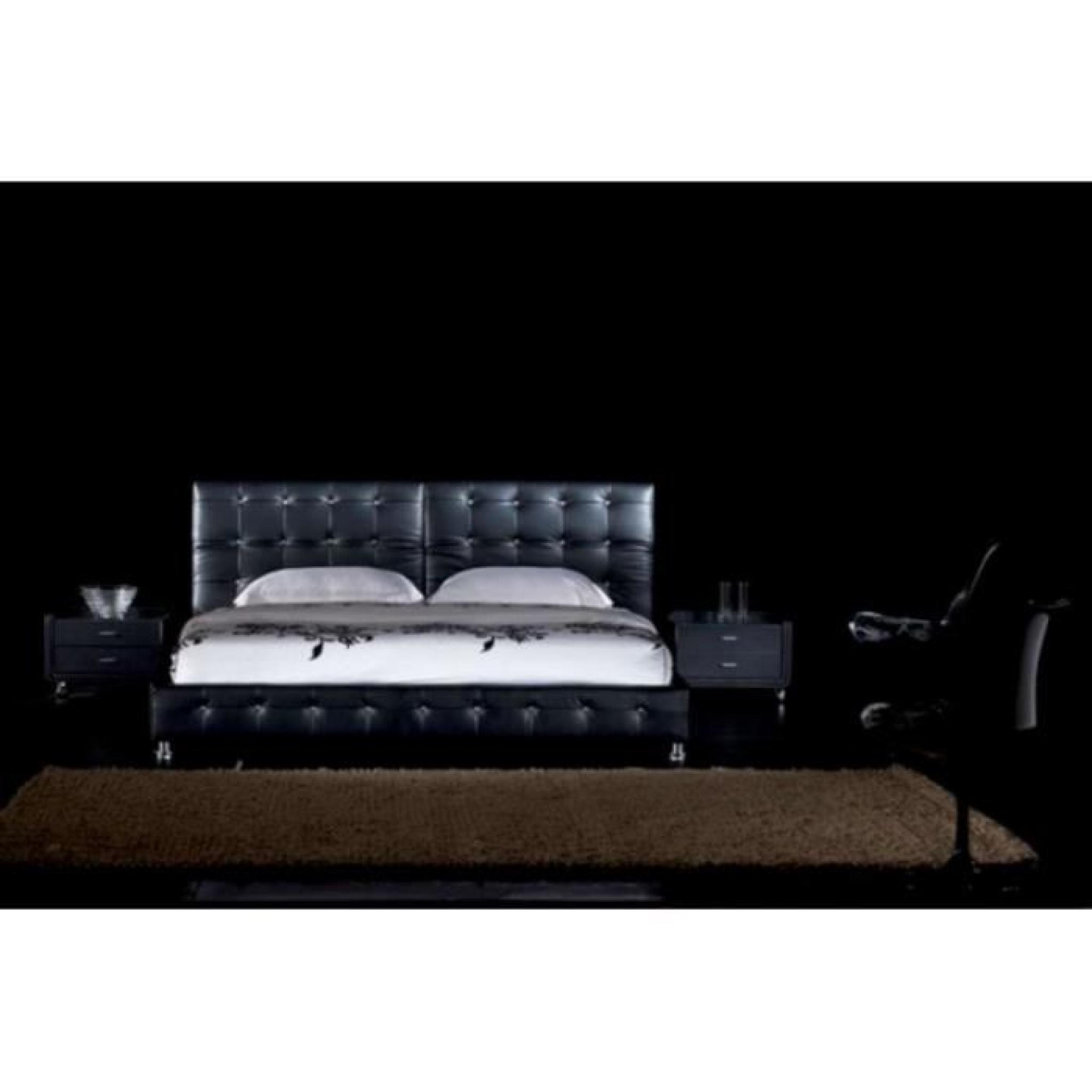 JUSThome Theatro  Noir Lit rembourré en cuir écologique Taille : 180 x 200 cm