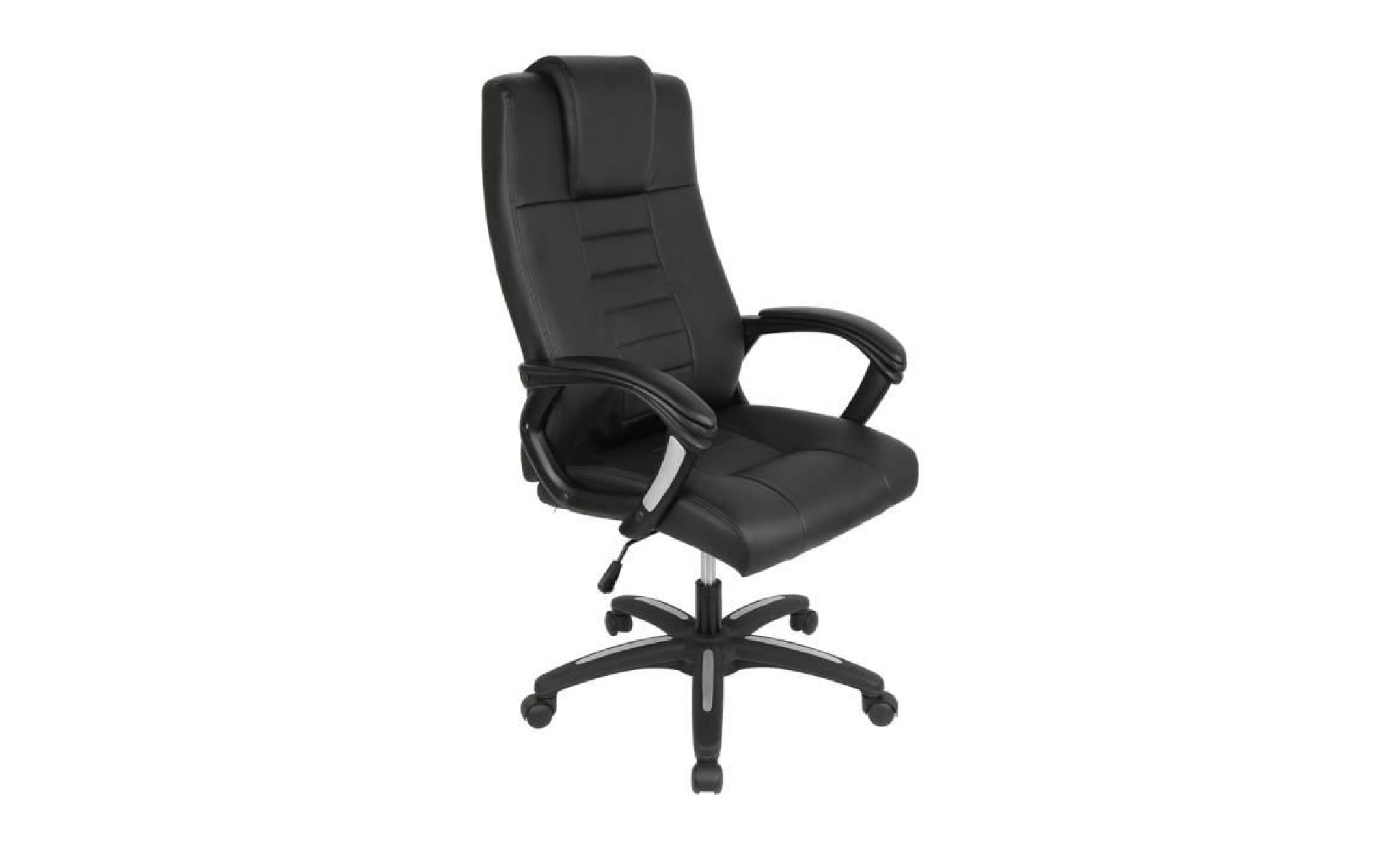 kangfun  fauteuil de bureau en similicuir noir, chaise de bureau inclinable ergonomique design moderne