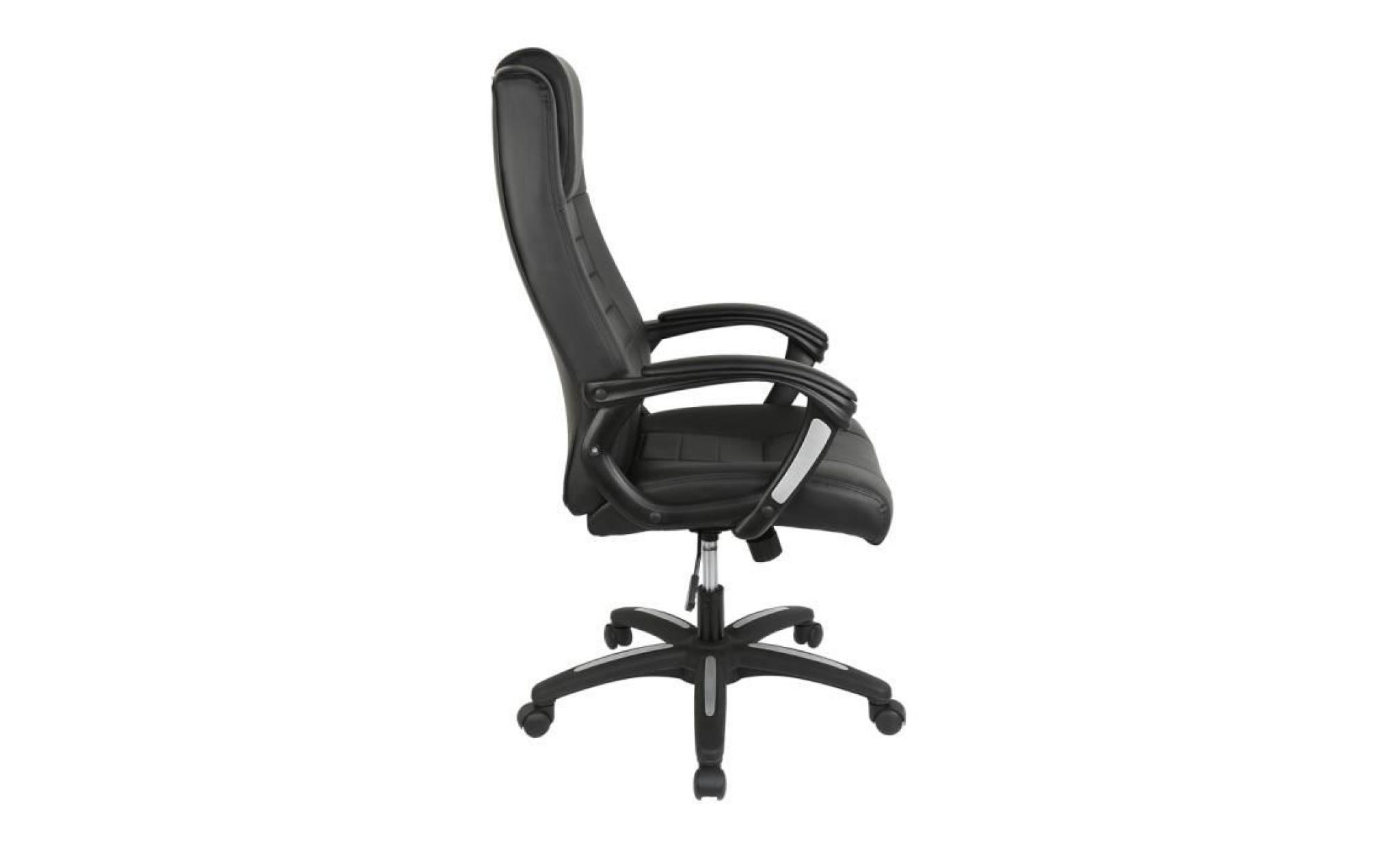 kangfun  fauteuil de bureau en similicuir noir, chaise de bureau inclinable ergonomique design moderne pas cher