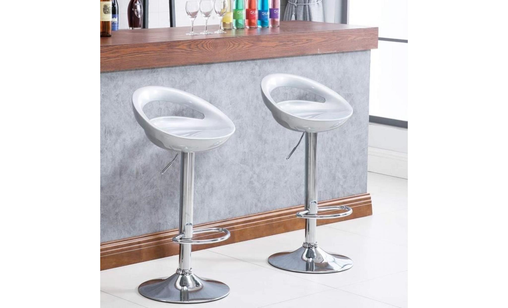 kangfun tabourets de bar lot de 4 en abs gris， chaise de bar en métal chromé pas cher