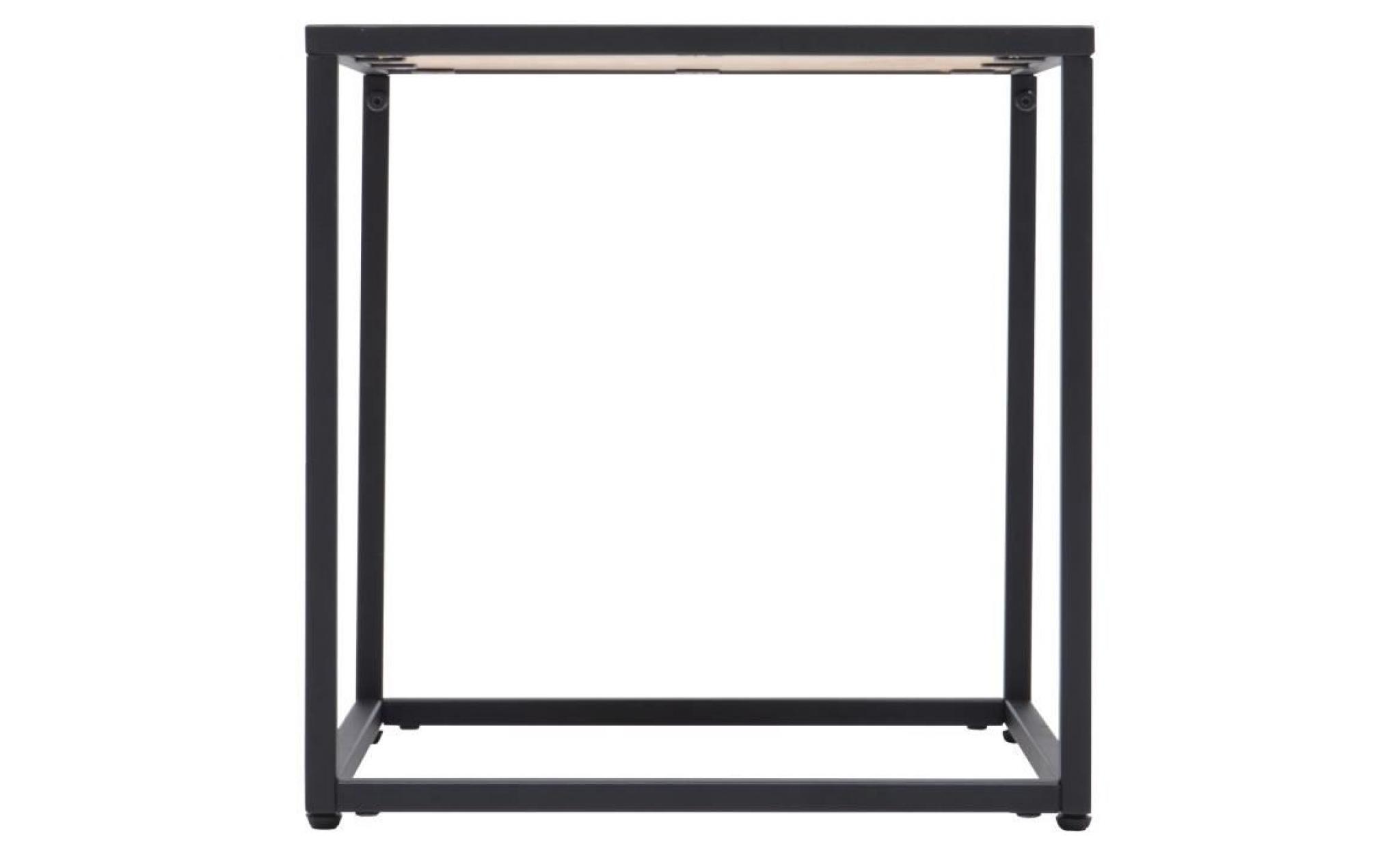 karo table basse carrée style industriel   métal noir et plateau bois pin massif   l 40 x l 40 cm pas cher