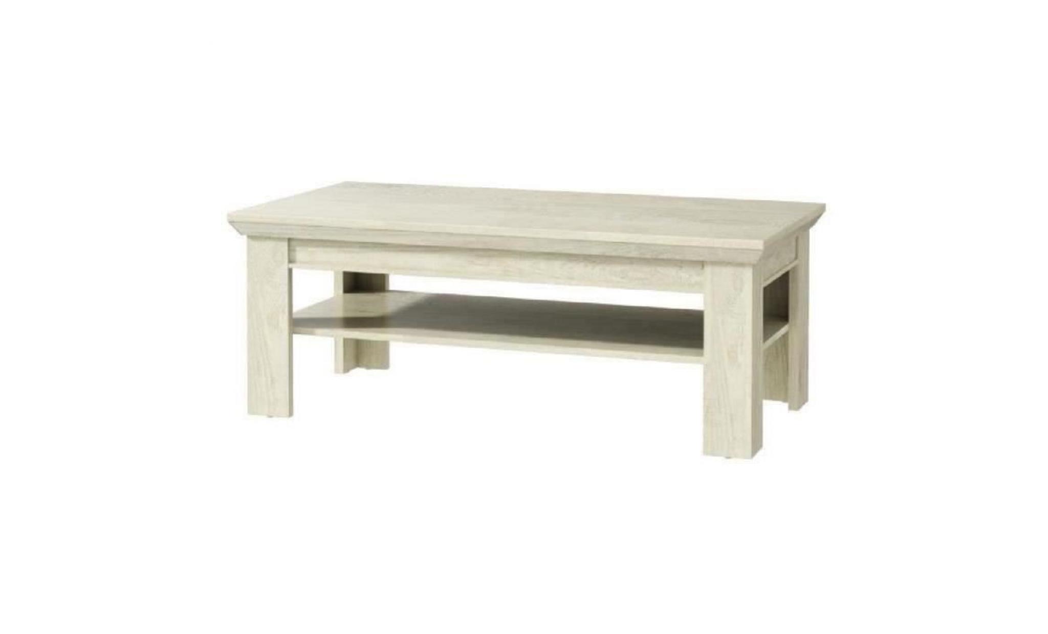 kashmir table basse classique décor pin blanc mat   l 120 x l 60 cm